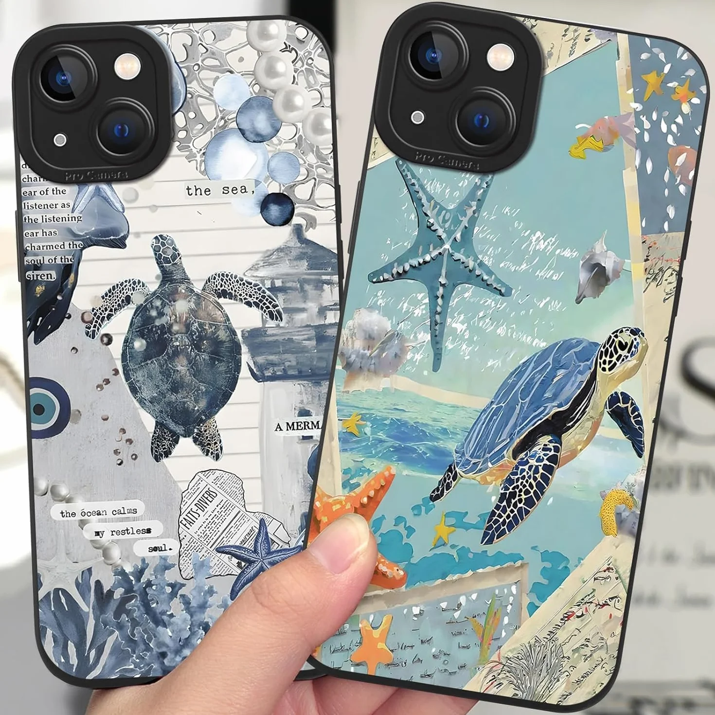 Etui na iPhone 15 Pro 6.1" Czarny Silikonowy Wzór Żółw Morski Ochronny Zderzak