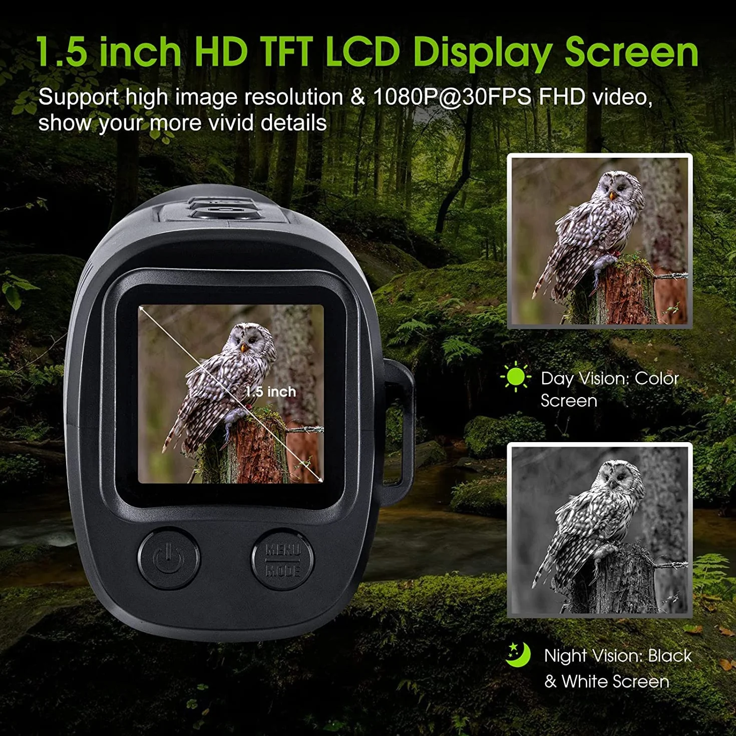 KinZon 64G Cyfrowy monokular noktowizyjny 1080p HD na podczerwień z kartą SD do polowania