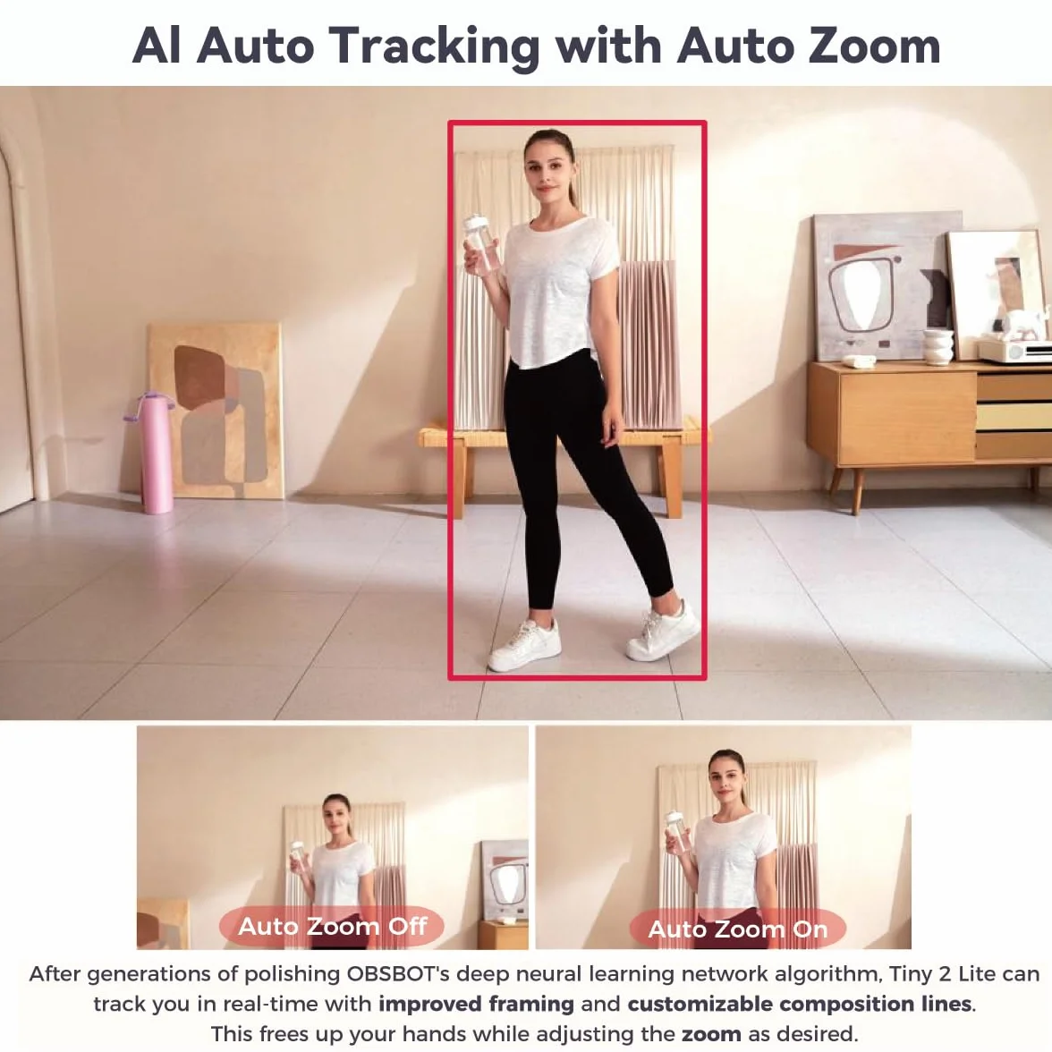OBSBOT Tiny 2 Lite kamera internetowa PTZ 4K 1080P HDR AI śledząca mikros redukcją szumów statyw
