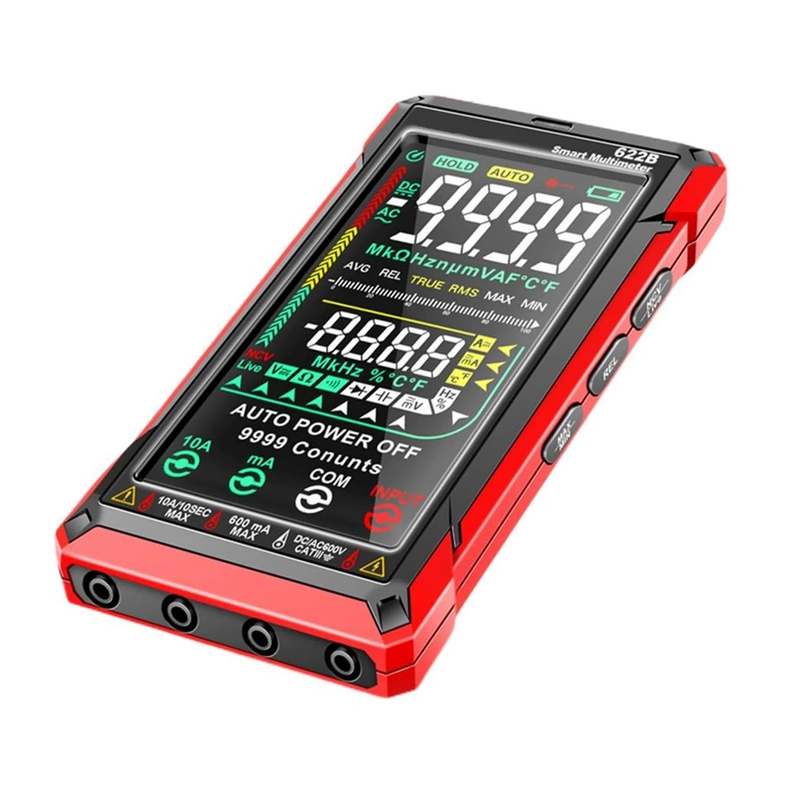 622B Inteligentny Multimetr True Auto Zakres 9999 Count Prąd DC/AC Multimetro Amperomierz Woltomierz Cyfrowe Narzędzie Do Testowania Napięcia Bezpieczny, Praktyczny, DokłAdny