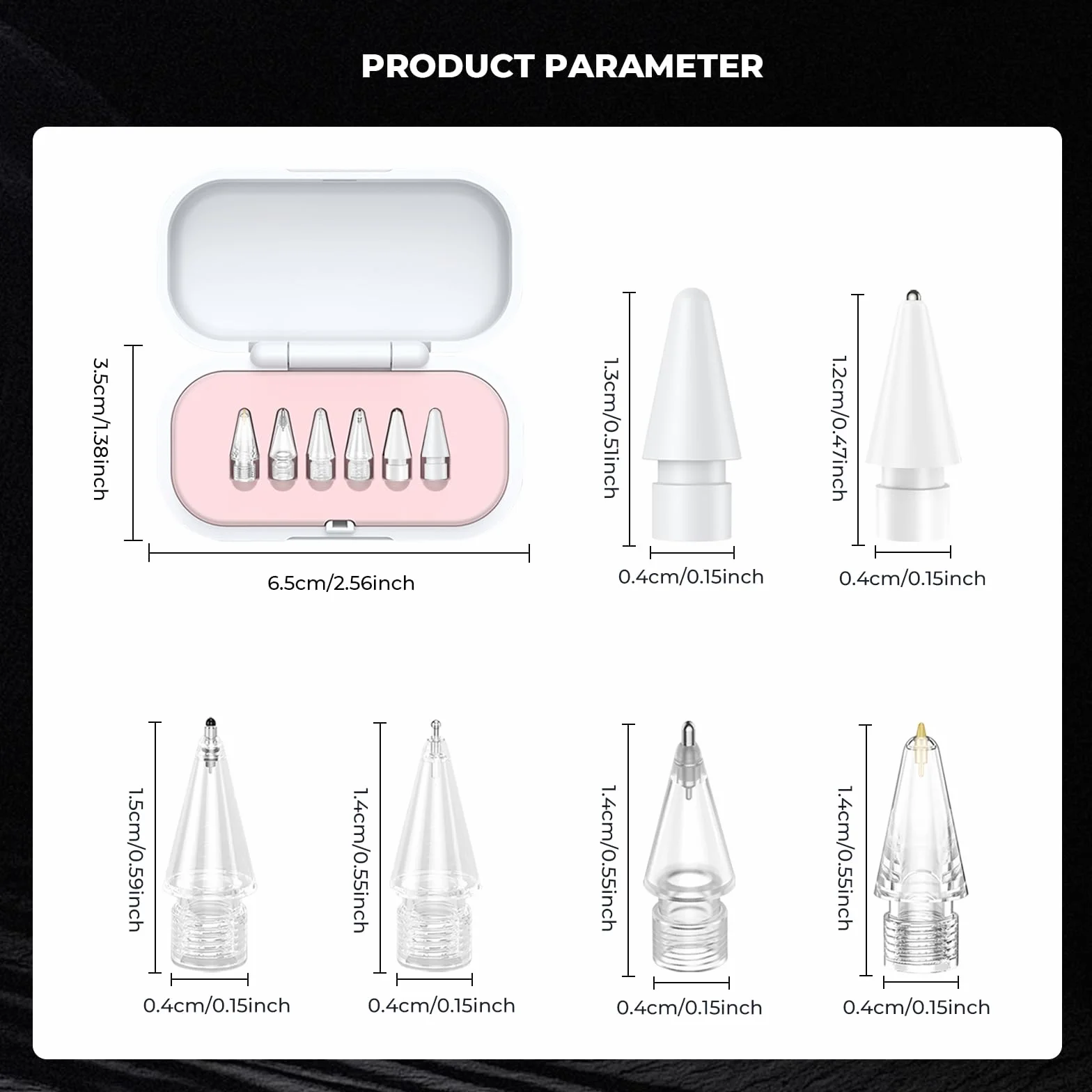 XYOFUN Końcówki zamienne do Apple Pencil Pro, akcesoria do stalówek iPencil, ulepszone końcówki rysika z pudełkiem do przenoszenia, kompatybilne z Apple Pen 2. / 1. generacji i USB-C (6 w 1 - różowe)