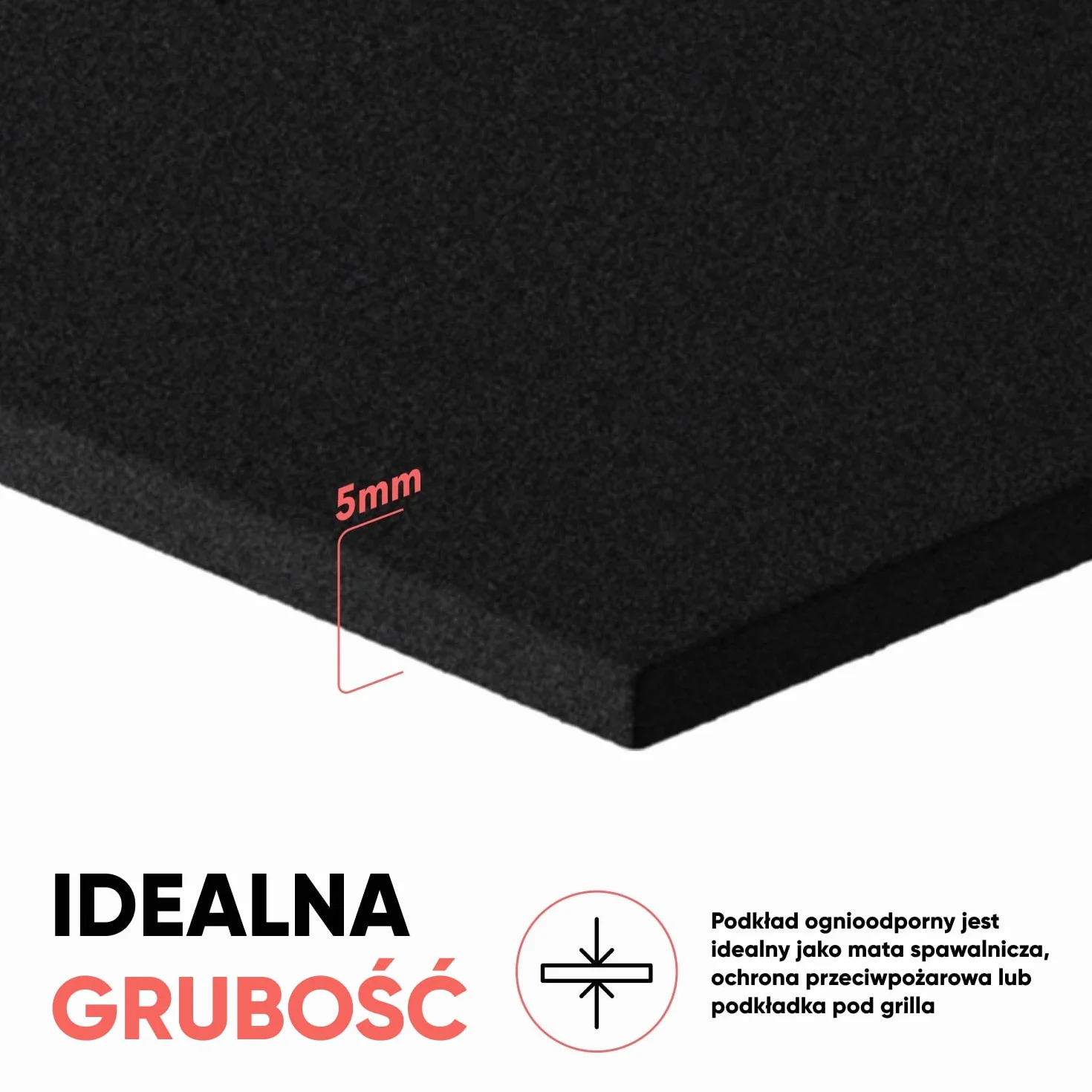 EVOCAMP dywan ognioodporny 100x100 cm - mata ognioodporna do 982°C - mata lutownicza jako mata przeciwpożarowa do bezpiecznej ochrony przeciwpożarowej