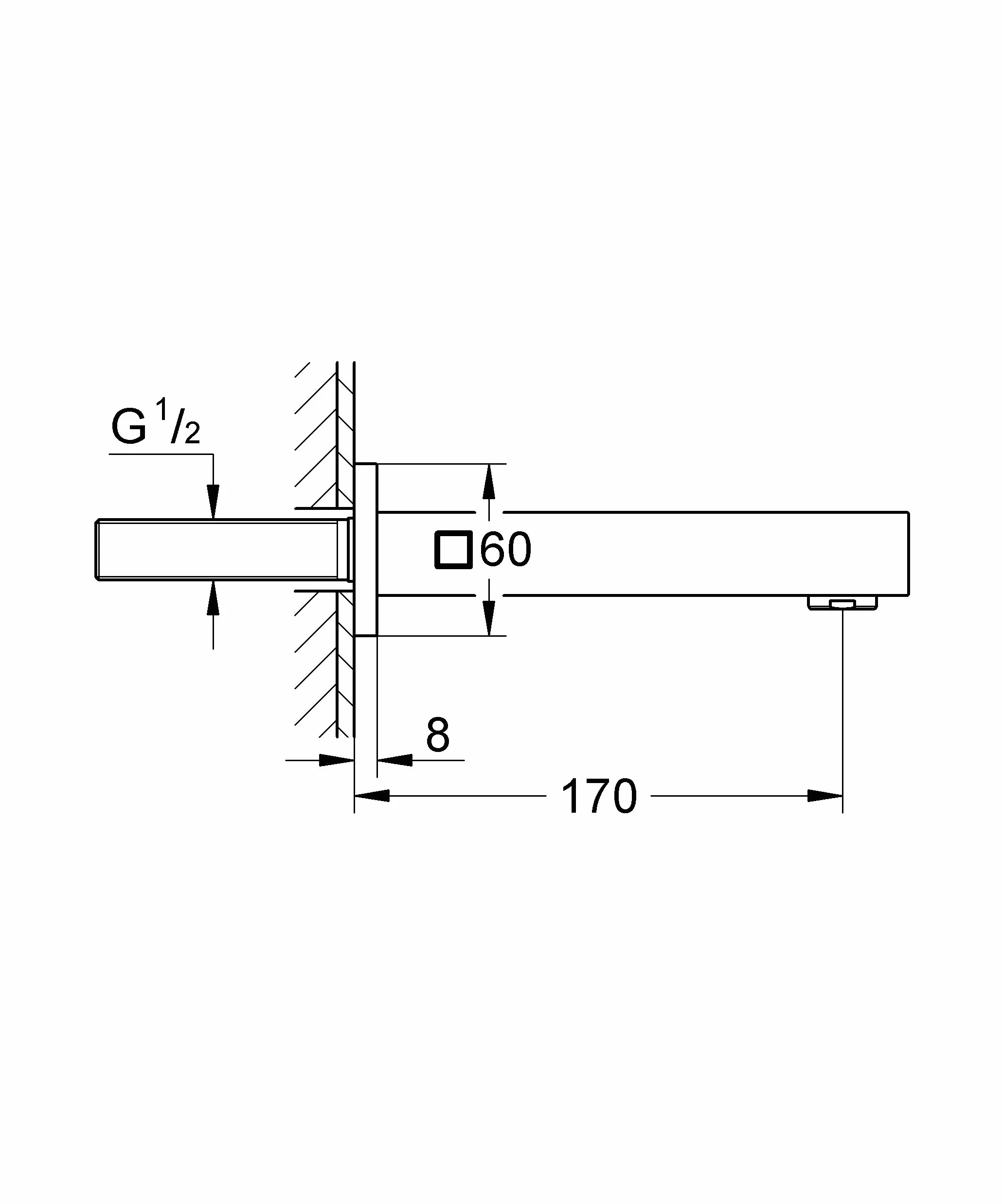 Grohe Eurocube wylewka wannowa, monta? ?cienny, wyst?p 170mm - 13303000