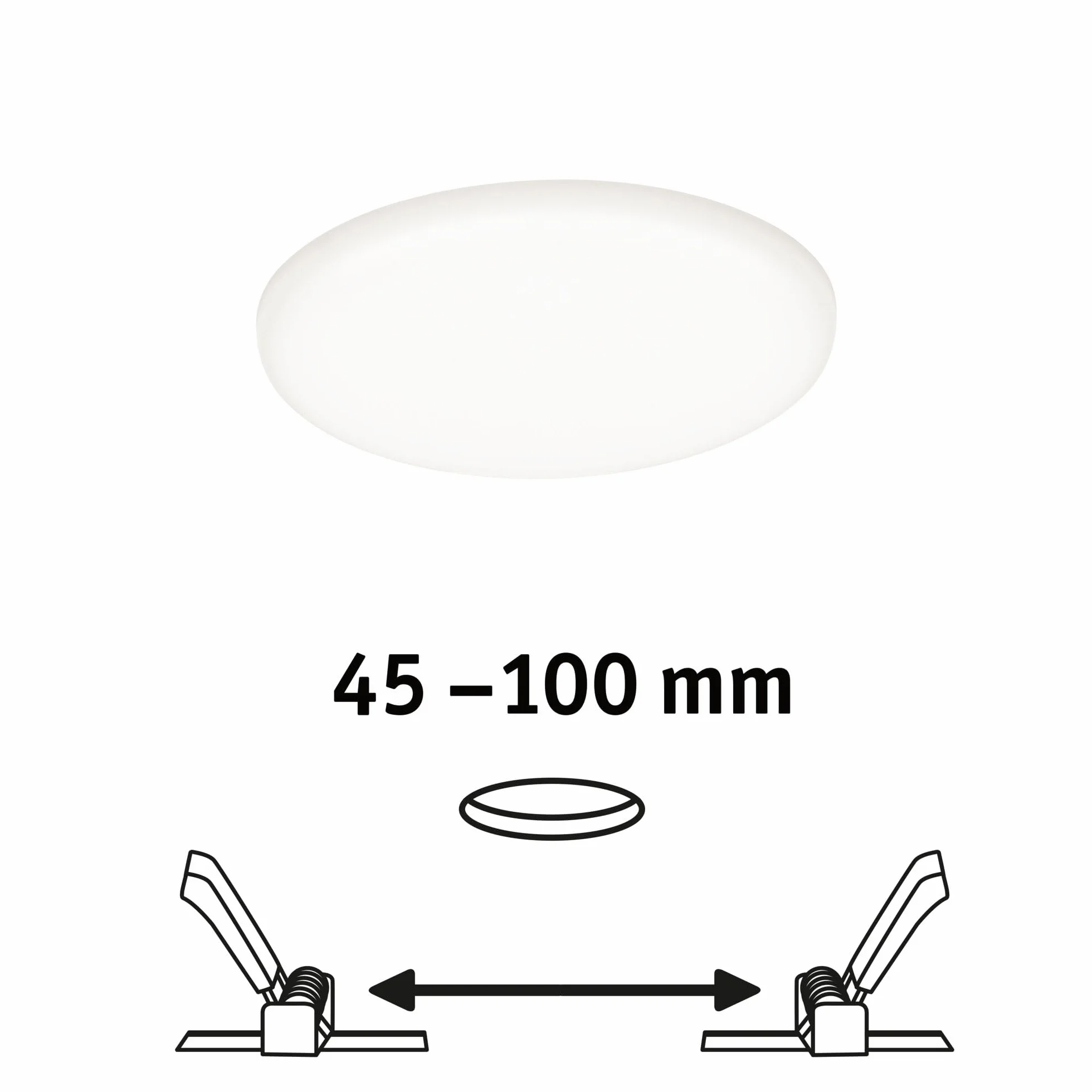 Paulmann 92391 Panel LED, oprawa wpuszczana Veluna VariFit, IP44 125mm okrągła, w kompl. oprawa sufitowa 1x8,5 W satynowa tworzywo sztuczne 4000 K