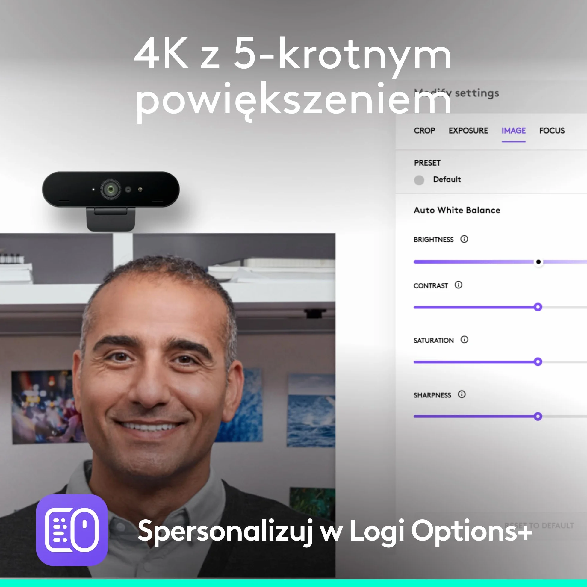 Logitech Brio 4K kamera internetowa z mikrofonem i redukcją szumów, automatyczna korekcja światła HD, do Teams Zoom Meet PC Mac