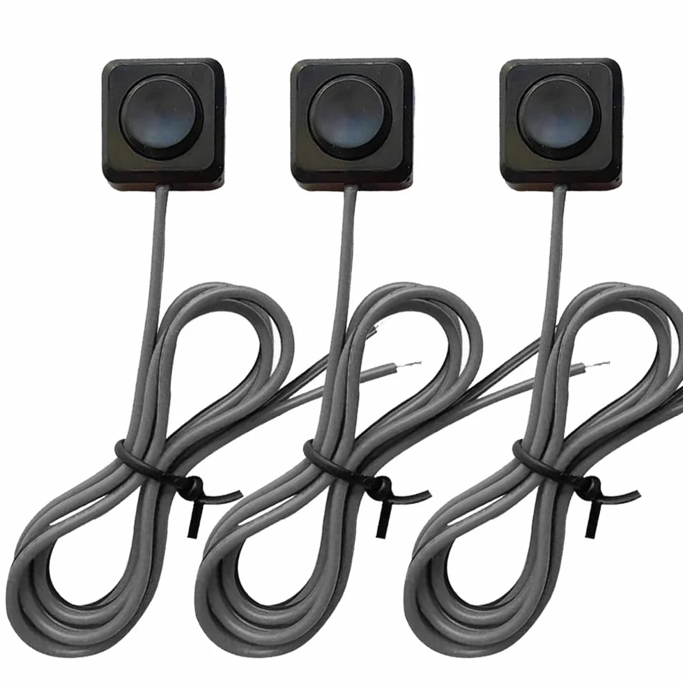 Guuzi 3 szt. Wklej Chwilowy Przełącznik Przyciskowy 12V 24V,100cm Wstępnie Okablowany Chwilowy Przełącznik Przyciskowy do Montażu na Powierzchni z Pokrywą, Dwustronna Taśma Nie Wymaga Wiercenia