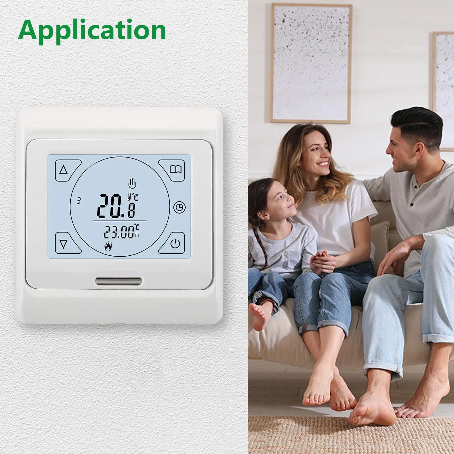 Wengart WG809 termostat pokojowy, cyfrowy wyświetlacz LCD, przyciski dotykowe, programowanie tygodniowe, wyjście 230 V 16A, odpowiedni do elektrycznych urządzeń grzewczych, z zewnętrznym czujnikiem 3m