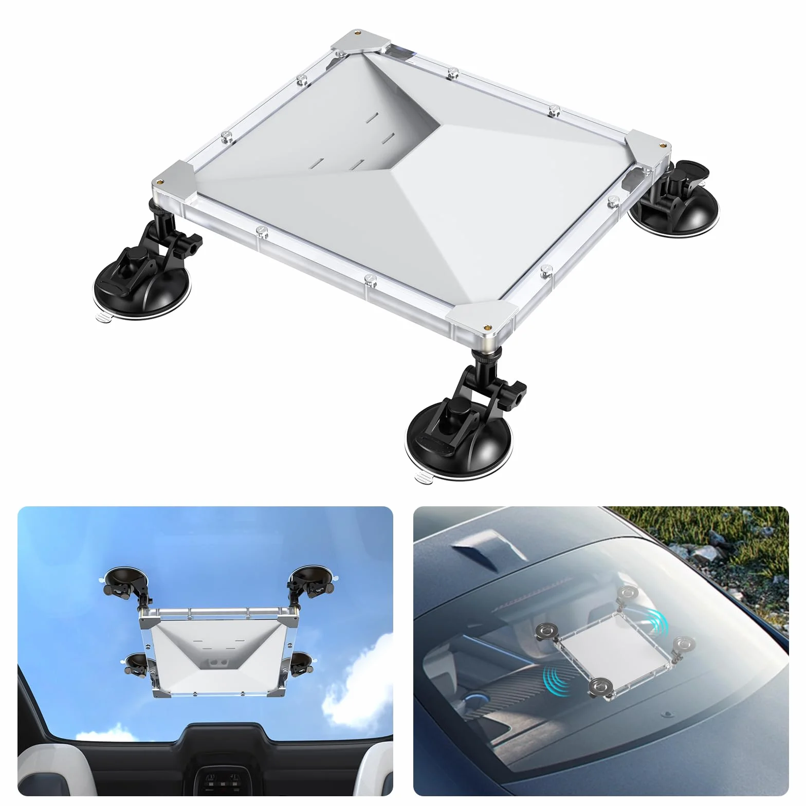 Starlink Mini uchwyt samochodowy z etui ochronnym, uchwyt na szyberdach z przyssawką do Mini Dishy, bezpieczne dopasowanie do samochodu, kampera, łodzi, ciężarówki, szklanego dachu, deski rozdzielczej