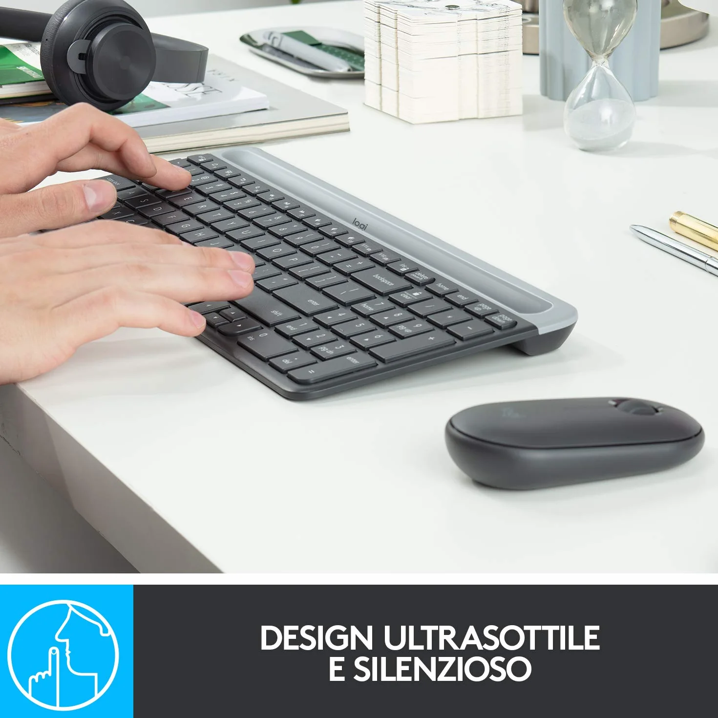 Logitech MK470 Slim Bezprzewodowa klawiatura & Mysz Combo - ITA QWERTY