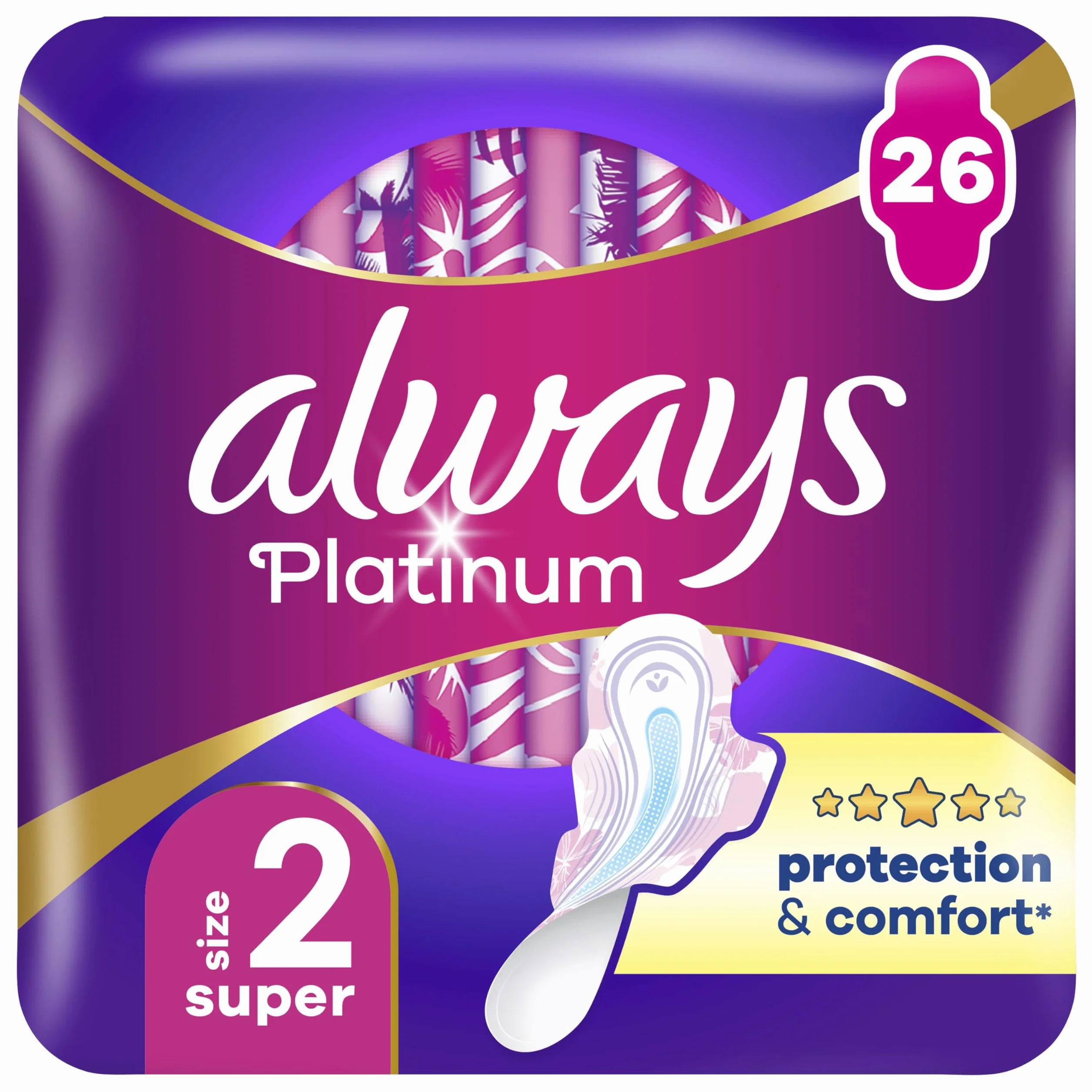Always Platinum Super (rozmiar 2) Podpaski ze skrzydełkami 26
