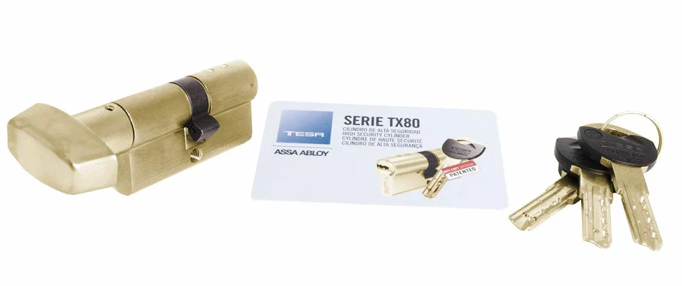 Tesa Assa Abloy TX8B3030L TX80 wkładka bezpieczeństwa wkładka europrofilowa 30x30 mm mosiądz do drzwi i zamków europrofilowych idealna do wymiany i nowych instalacji wkładka antywłamaniowa p
