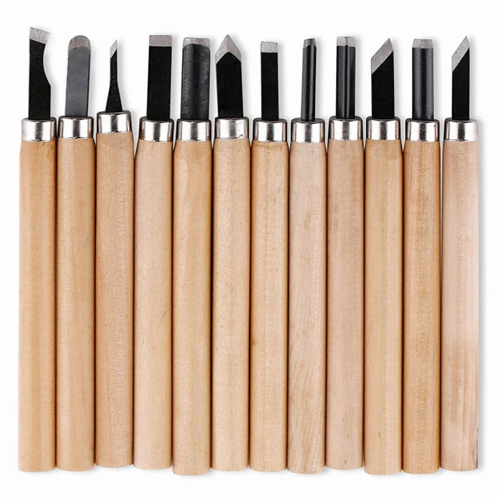 Narzędzia Rzeźbiarskie Dłuta Do Drewna Narzędzia Rzeźbiarskie Dłuto 12 Sztuk Profesjonalny Wood Carving Dustel Zestaw Narzędzi Ręcznych Dla Podstawowych Szczegółowych Rzeźbienia Stolarzy