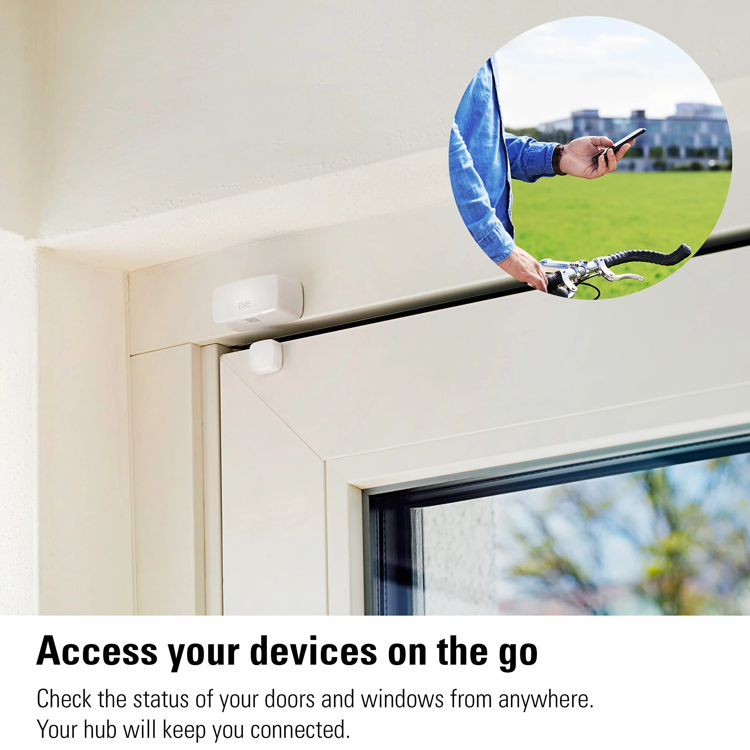 Eve Door & Window - inteligentny czujnik kontaktowy, bezpieczeństwo domu, gotowy na przyszłość z Matter i Thread, kompatybilny z Apple HomeKit, Alexa, Google Home, SmartThings