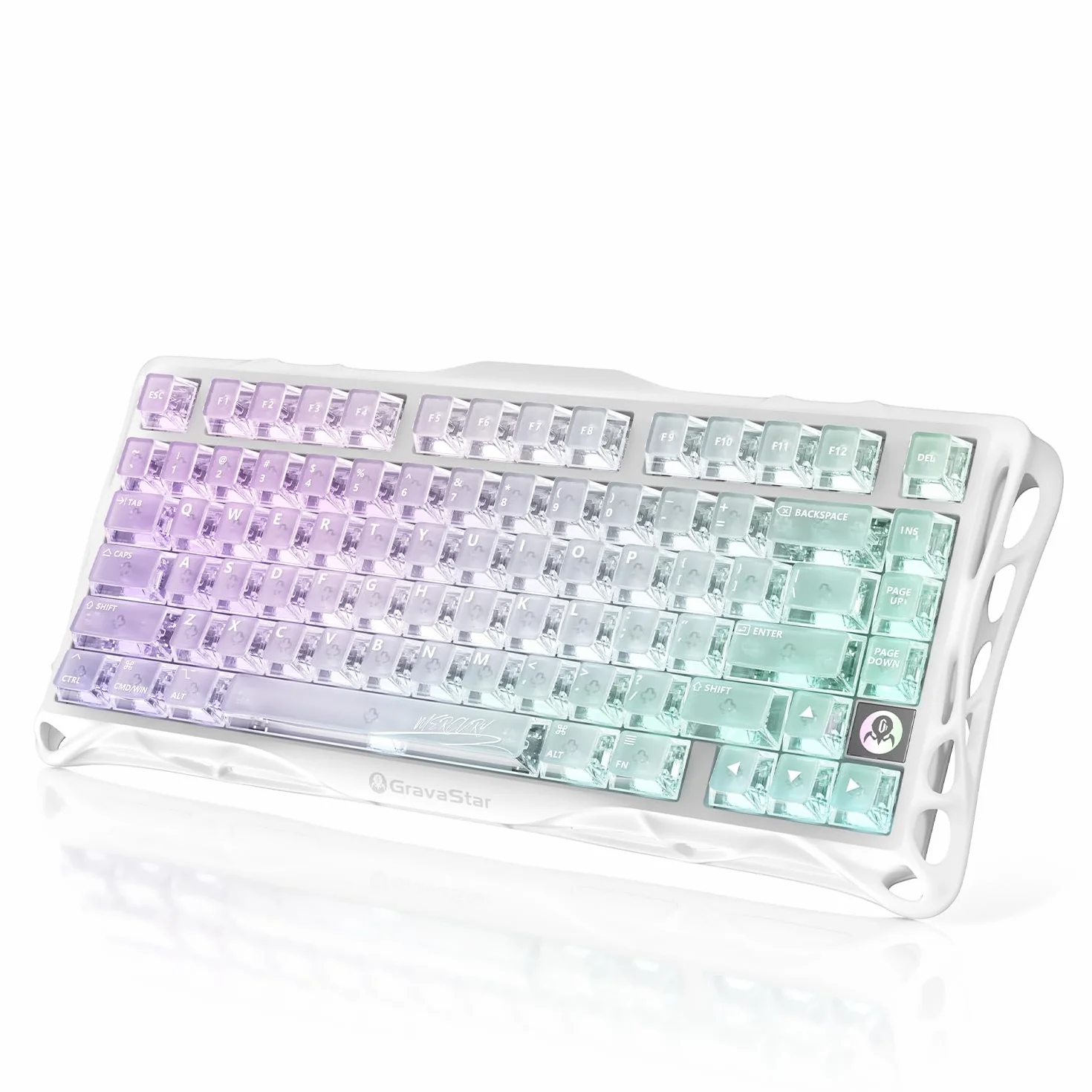 GravaStar Mercury K1 Lite 75% klawiatura gamingowa, trójmodowa bezprzewodowa (2,4 GHz/Bluetooth/kabel), mechaniczna klawiatura Hot Swap Gasket, wstępnie naoliwiony przełącznik liniowy, oświetlenie RGB