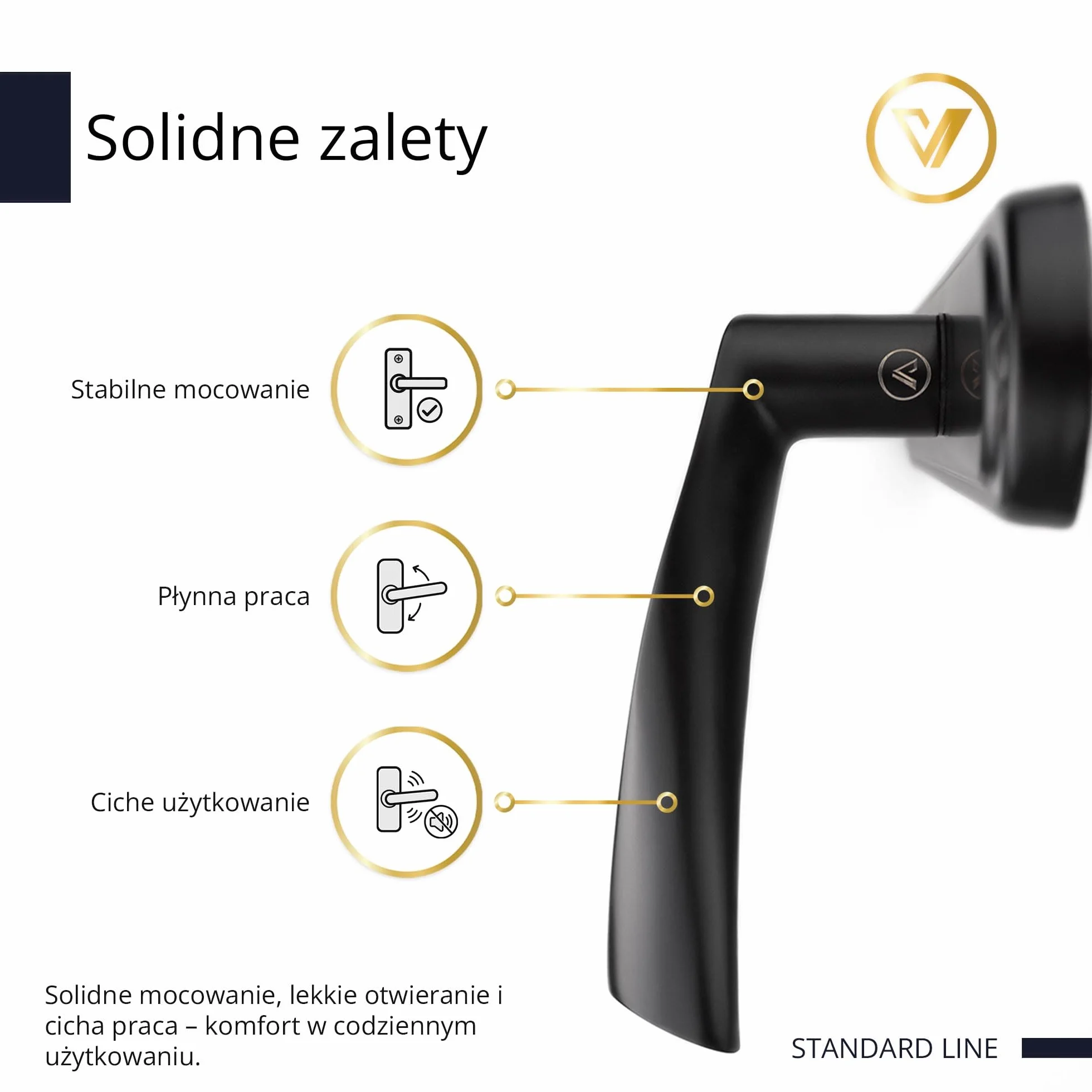Klamka Okucie Drzwiowe 72mm Zestaw do Drzwi 40-62 mm Zewnętrznych Długi Szyld Lewa Prawa Łatwy Montaż Stal Aluminium System na Wkładkę Nowoczesna 120mm x 64mm Czarny Mat -K-517-72 P2