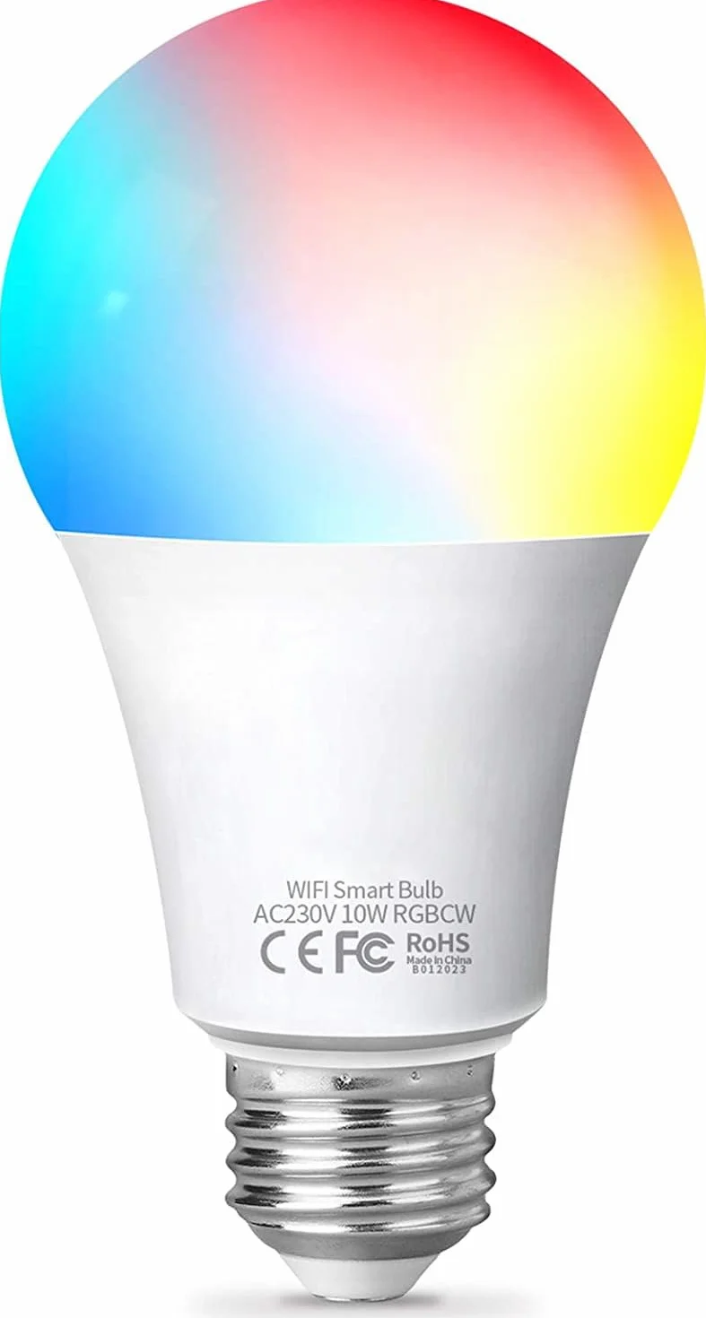 Żarówka Alexa Fitop Smart E27, lampa Wi-Fi, kompatybilna z Alexa/Google Home, 10 W, 900 lm, możliwość ściemniania, ciepła biel i wielokolorowa żarówka, kontrola za pomocą aplikacji, nie wymaga koncentratora, 1 szt.