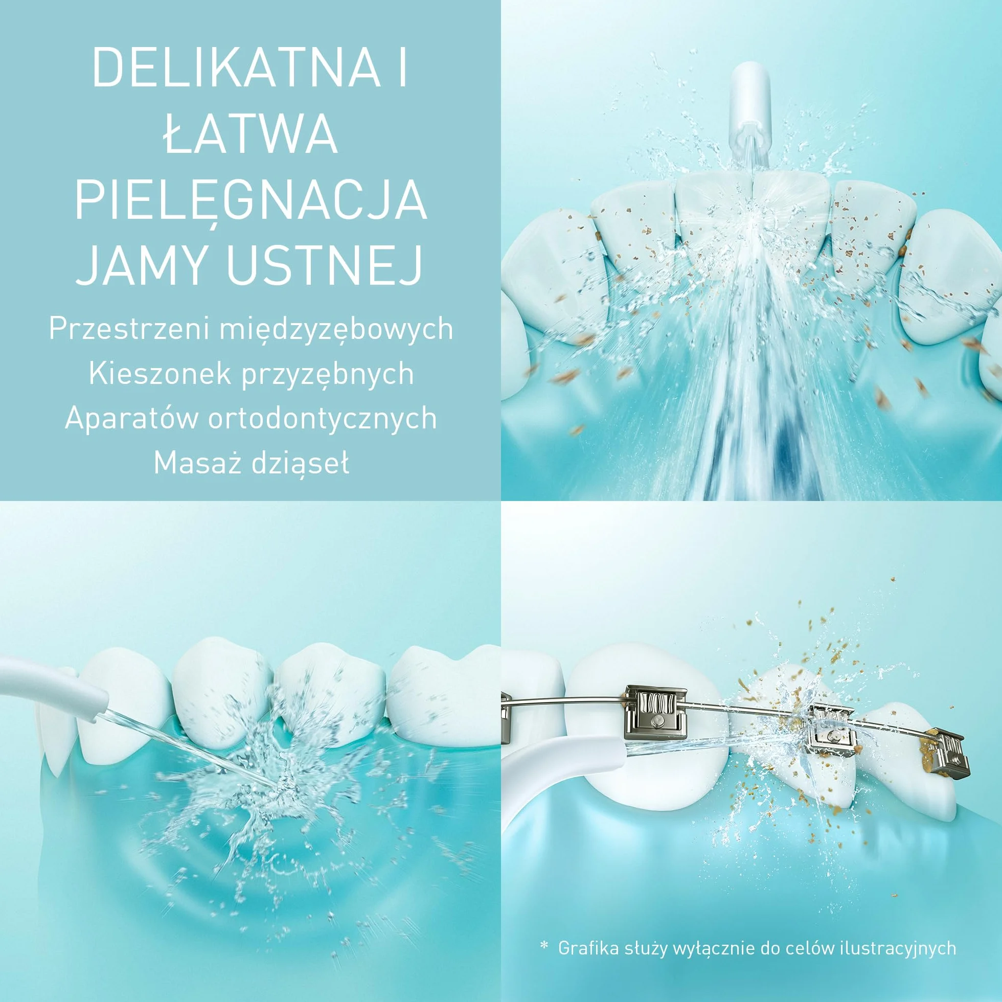 Panasonic Series 300 Irygator do Ust EW-DJ27-A303, Irygator do Zębów, 200 ml, IPX7, 4 Dysze, 5 Ustawień Ciśnienia, Akcesoria Podróżne, Niebieski