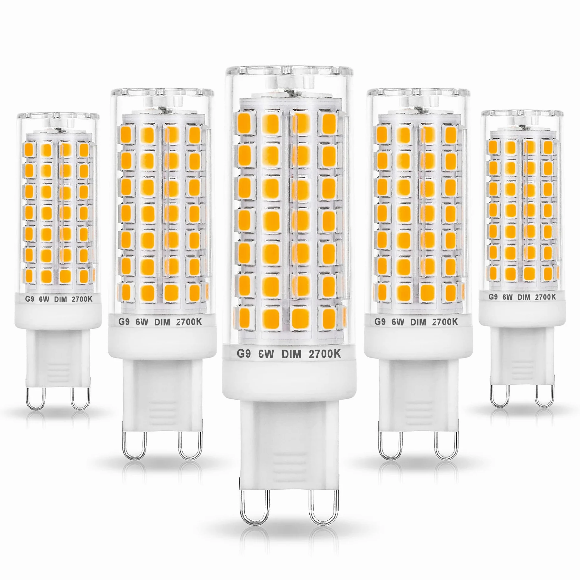 Ziomitus Żarówki LED G9 bez migotania, możliwość ściemniania, 6 W, miękka, ciepła biel, 2700 K, 40 W, 50 W, 60 W, odpowiednik halogenu, AC120 V ściemniana żarówka LED G9 T4 do żyrandola wisząca lampa
