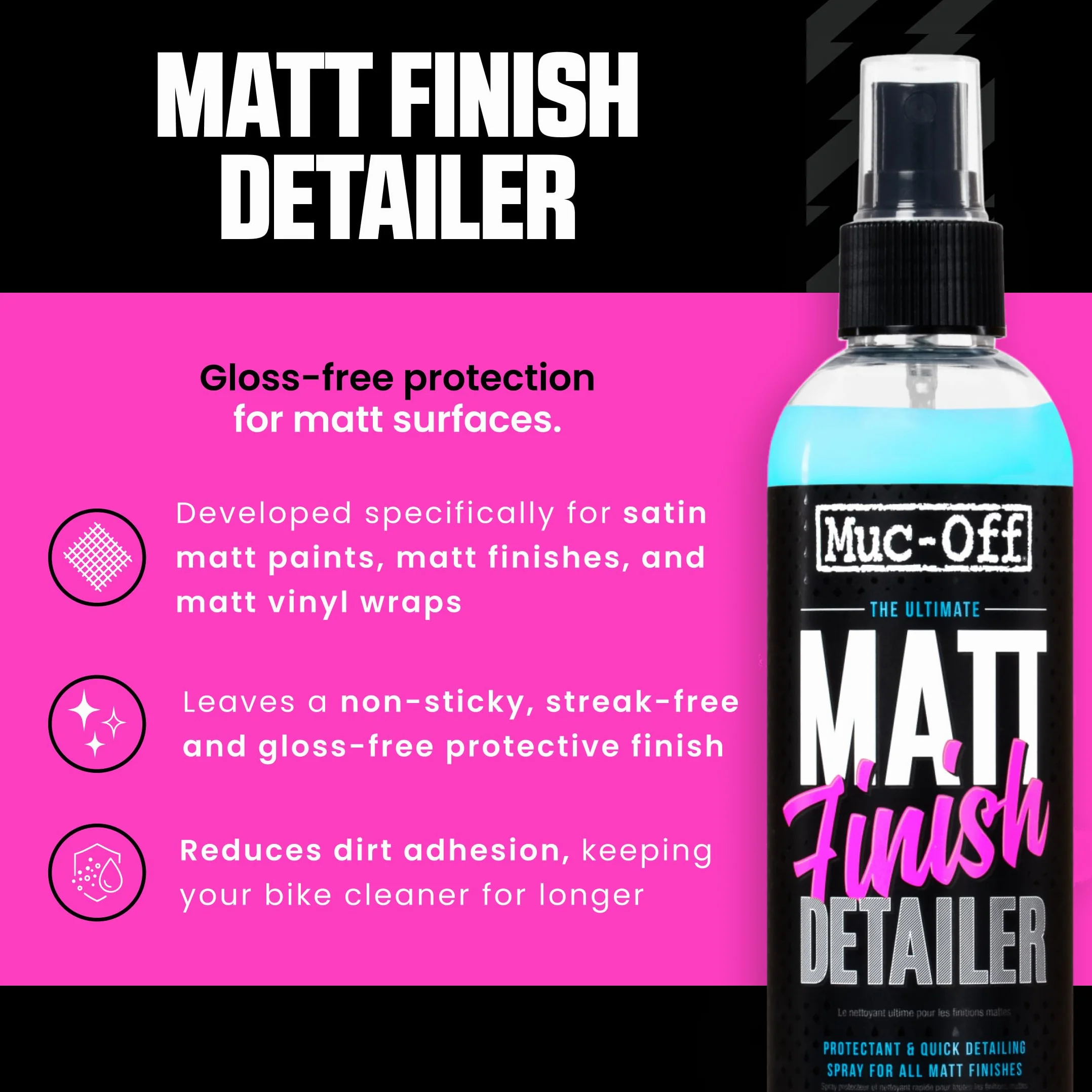 MUC-OFF Skuteczny Pistola muc-off detalle acabado mate 250 ml dla profesjonalistów i majsterkowiczów do codziennego użytku 250 ml