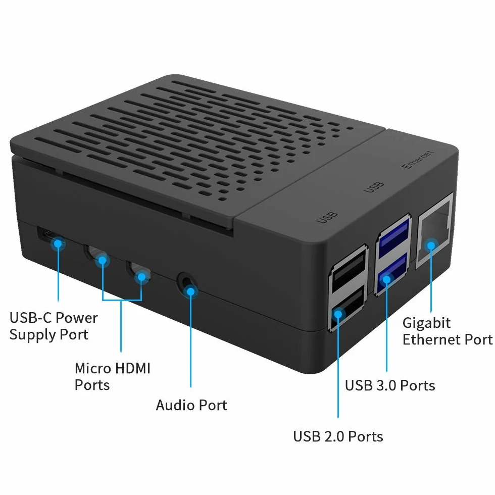GeeekPi Obudowa do Raspberry Pi 4 z PWM Wentylatorem 40x40x10mm i 4 Radiatorami - Model B 8GB/4GB/2GB (Czarna)