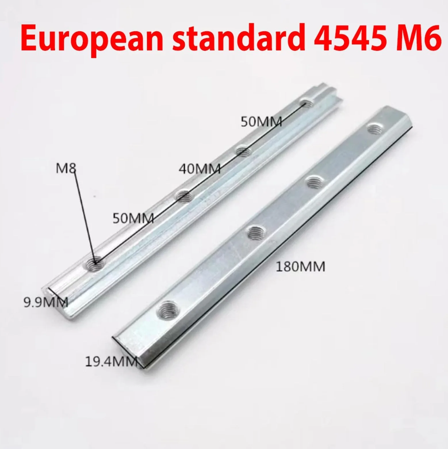 10 szt. liniowych nakrętek przyłączeniowych do europejskich standardowych profili aluminiowych, złączki do przegubów doczołowych, paski przedłużające, mocowanie podtrzymujące (4545 M8)