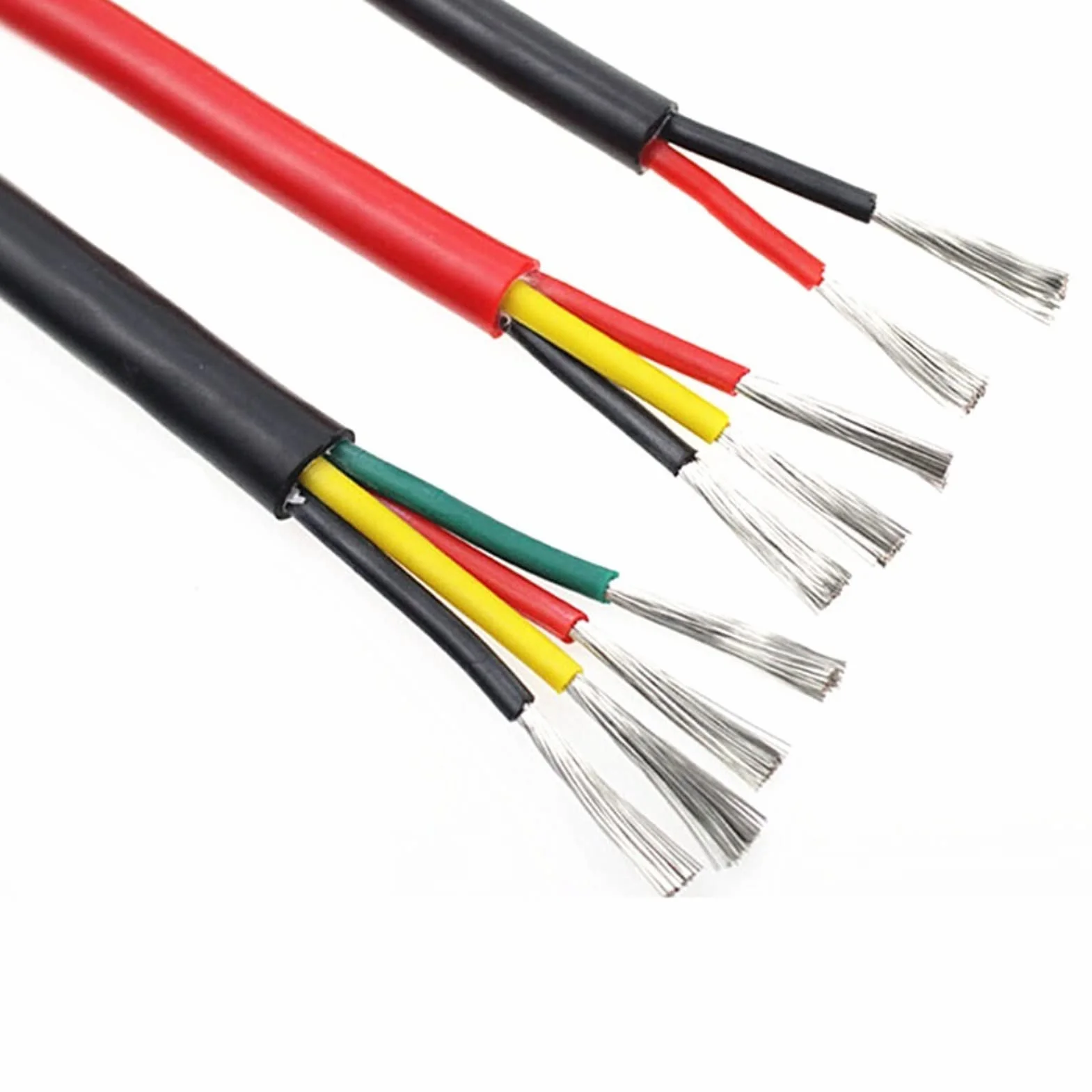 Wysokotemperaturowy przewód elektryczny, Silikonowy kabel elektryczny 3 metry 180C 2-8 rdzeni 0,2-2,5 mm2(8 Core,0.2mm 24AWG)