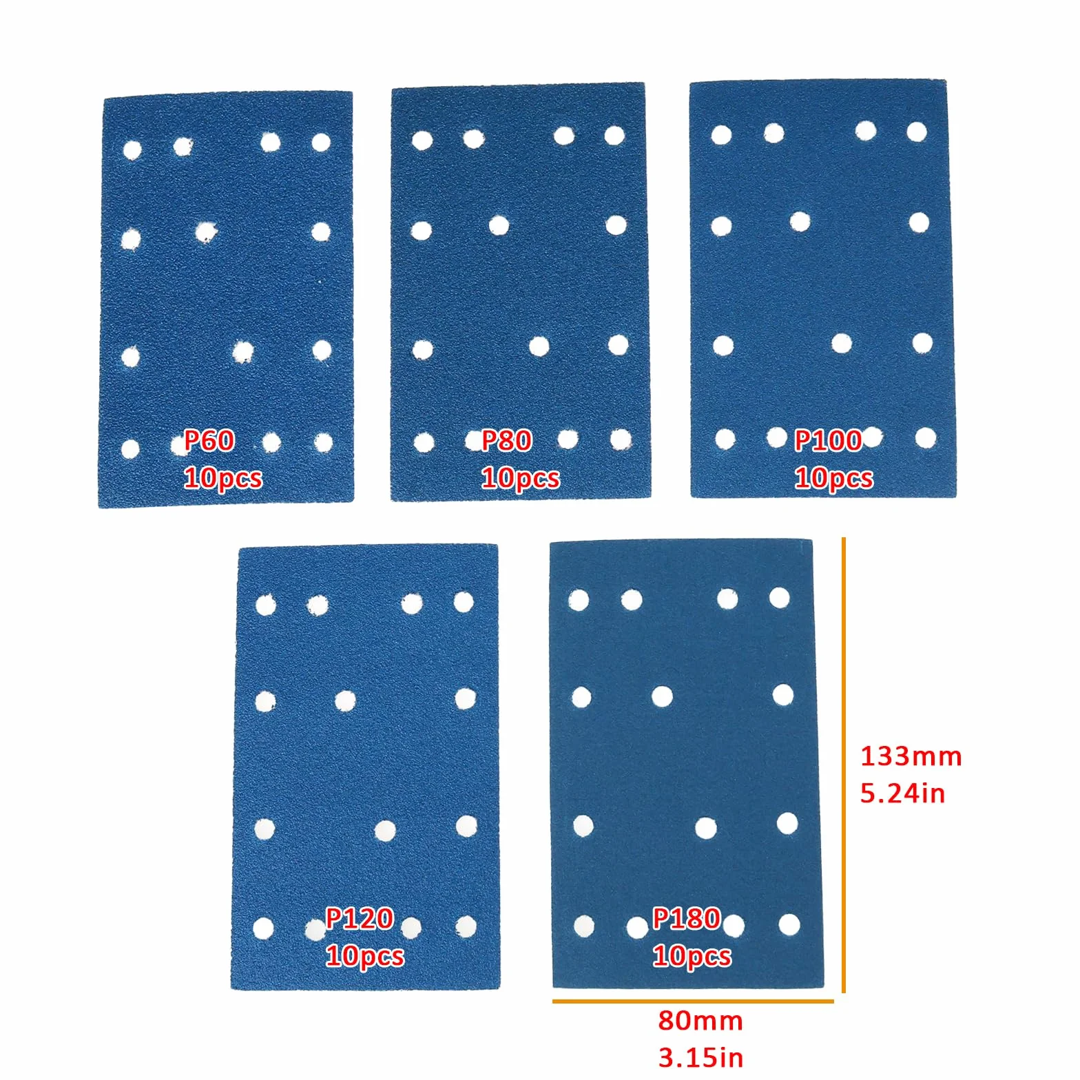 50 szt. 80 x 133 mm wodoodporne arkusze szlifierskie ziarnistość 60 80 100 120 180 ziarnistość kompatybilne z Festool