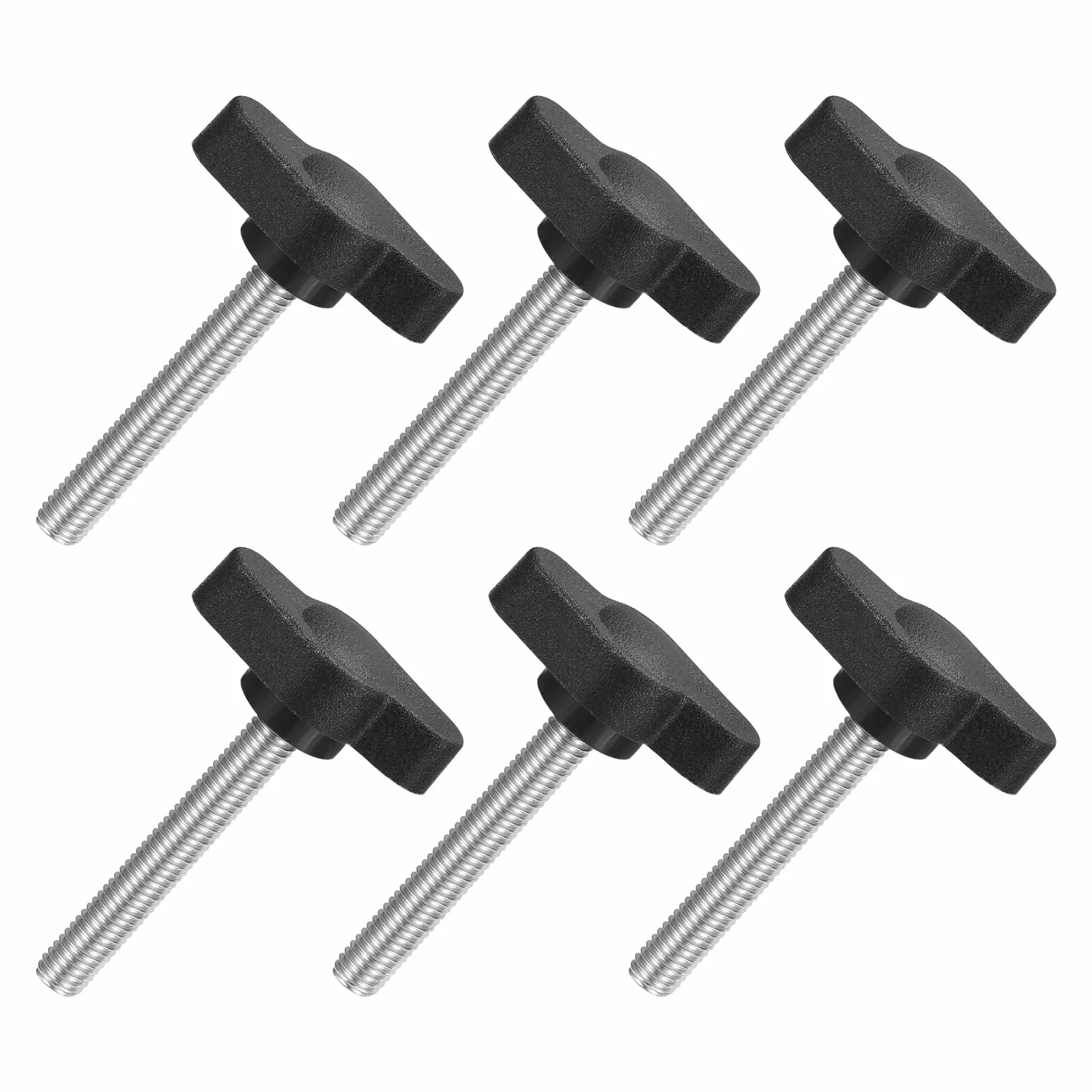 QUARKZMAN 6 sztuk gałki motylkowe w kształcie litery T, gałka zaciskowa śruby M5 x 35 mm gwint męski śruby 304 stal nierdzewna uchwyt 27 mm Dia do wymiany gałki, czarny