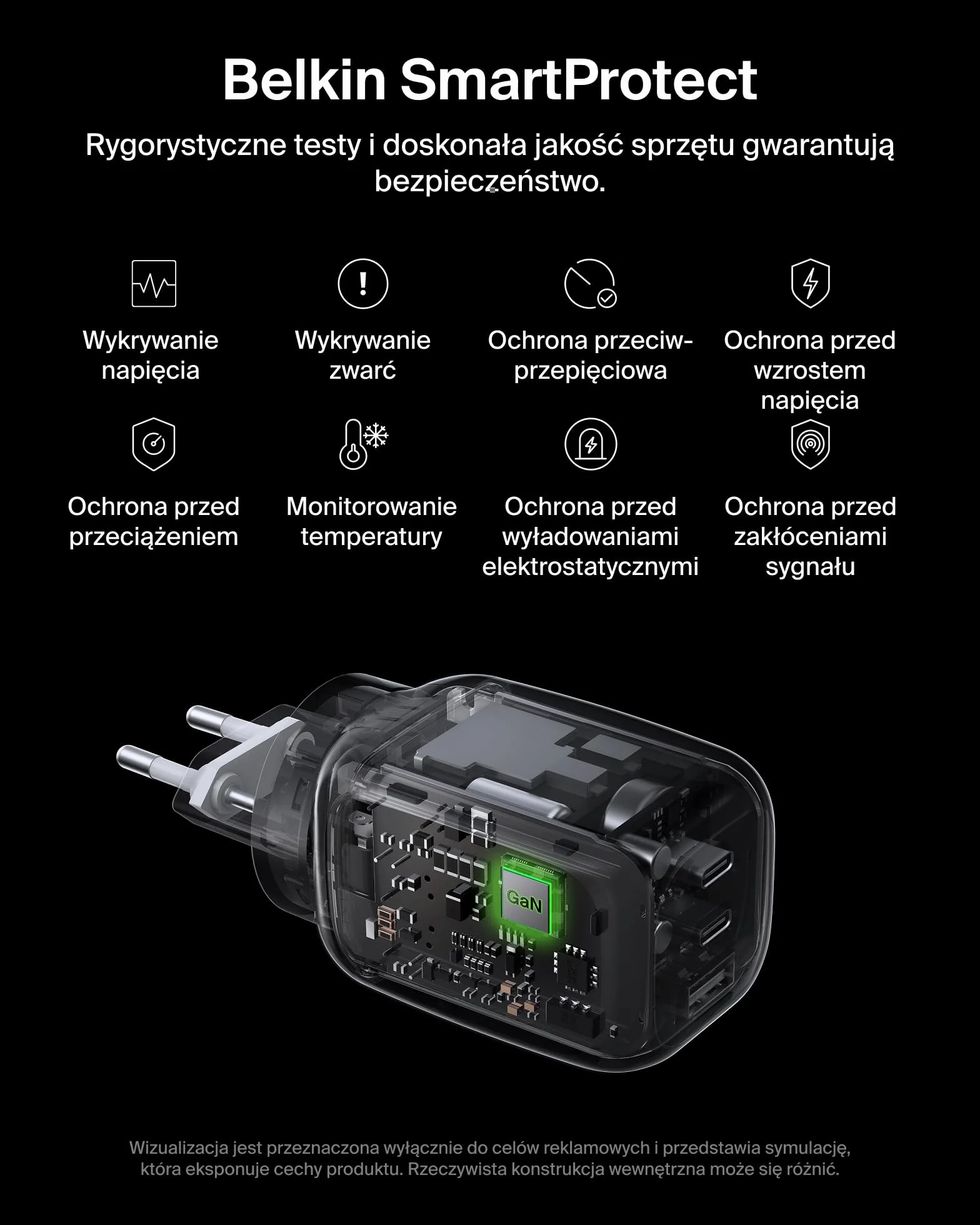 Belkin 3-Portowa ładowarka, ładowarka GaN z 2 portami USB-C i 1 portem A, Końcówki wtyczek UE/UK/US, do urządzeń MacBook, iPhone, iPad Pro, Samsung Galaxy, Google Pixel – Biała