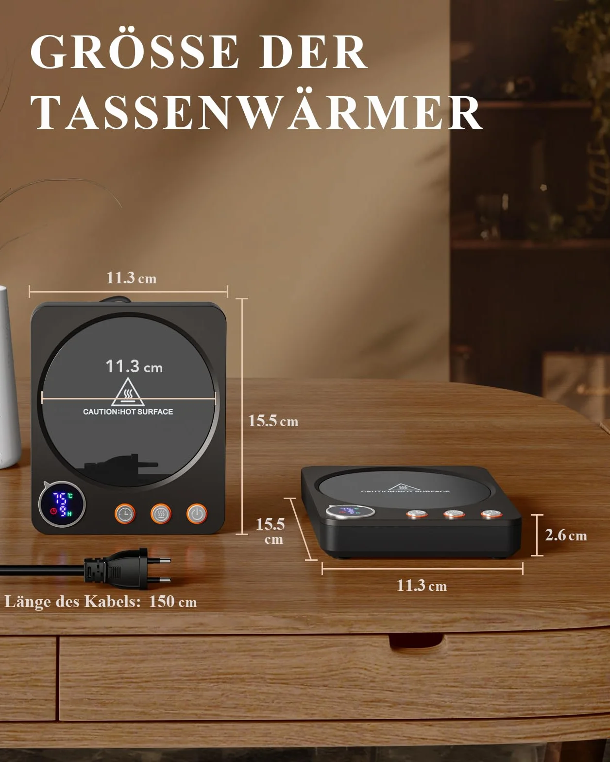 HOMEASY Podgrzewacz do kawy, 3 ustawienia temperatury, czarny