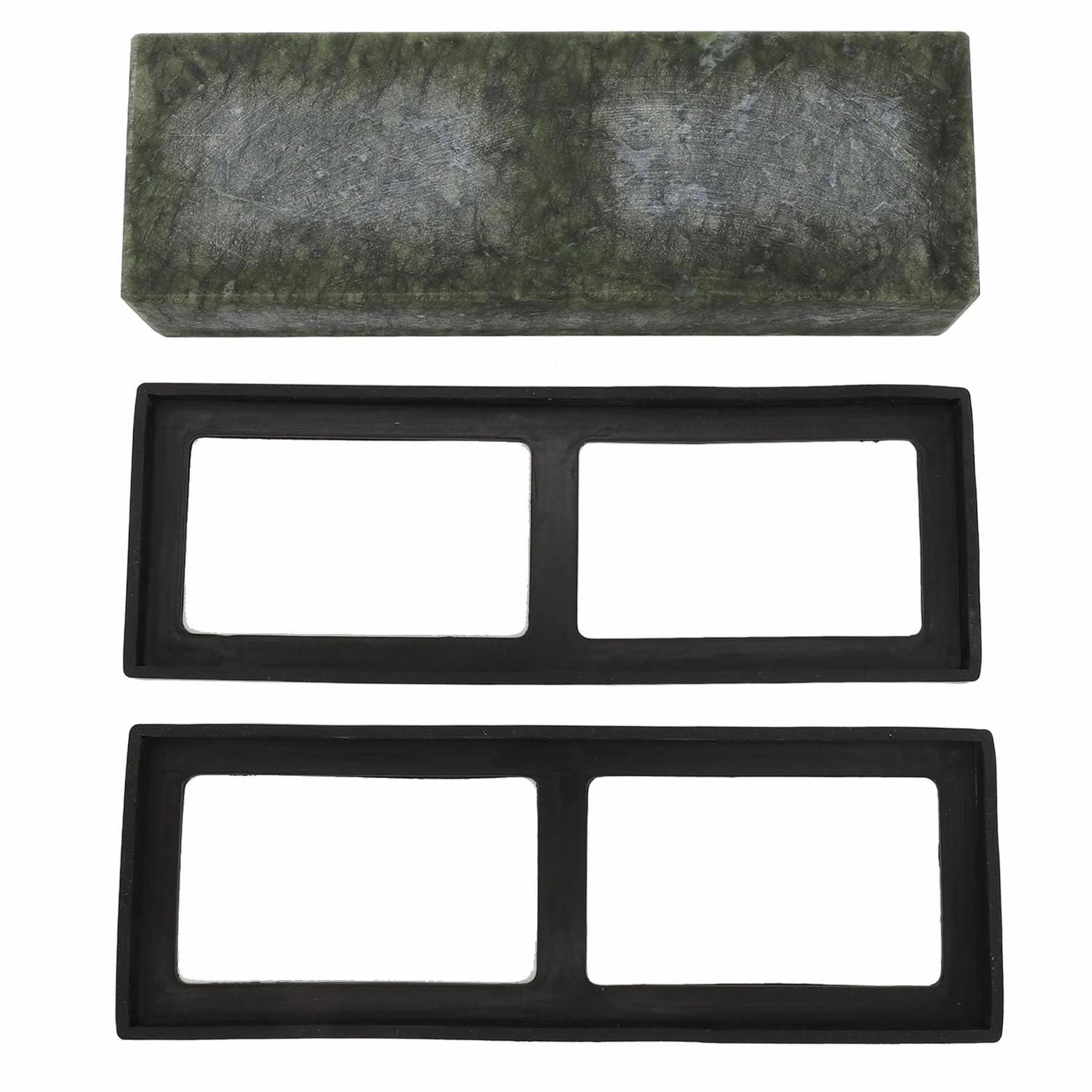 Green Whetstone High Performance Fine Polisle ostrzałka do narzędzi kuchennych, narzędzia do obróbki drewna, zielony kamień, 6 x 3 x 18 cm, z 2 osłonami ochronnymi