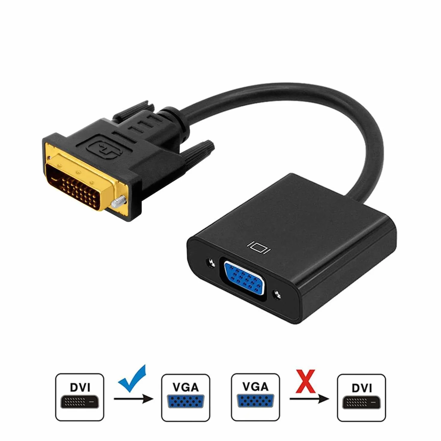 OcioDual Adapter DVI-D 24+1 męski na VGA żeński 15-pinowy konwerter wideo