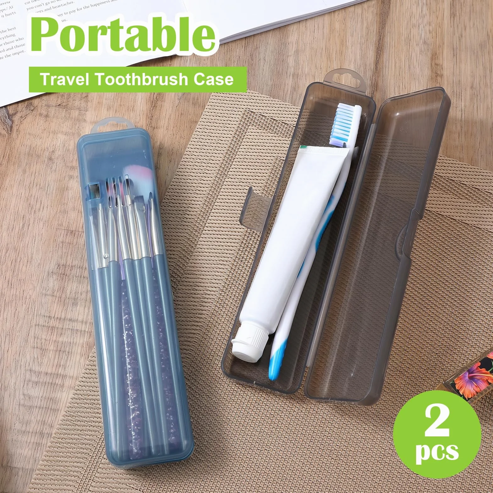 2 sztuki etui na szczoteczki do zębów do podróży, 20 cm, przezroczyste etui na szczoteczki do zębów, etui na szczoteczki do zębów do podróży, przenośny uchwyt na szczoteczki do zębów z