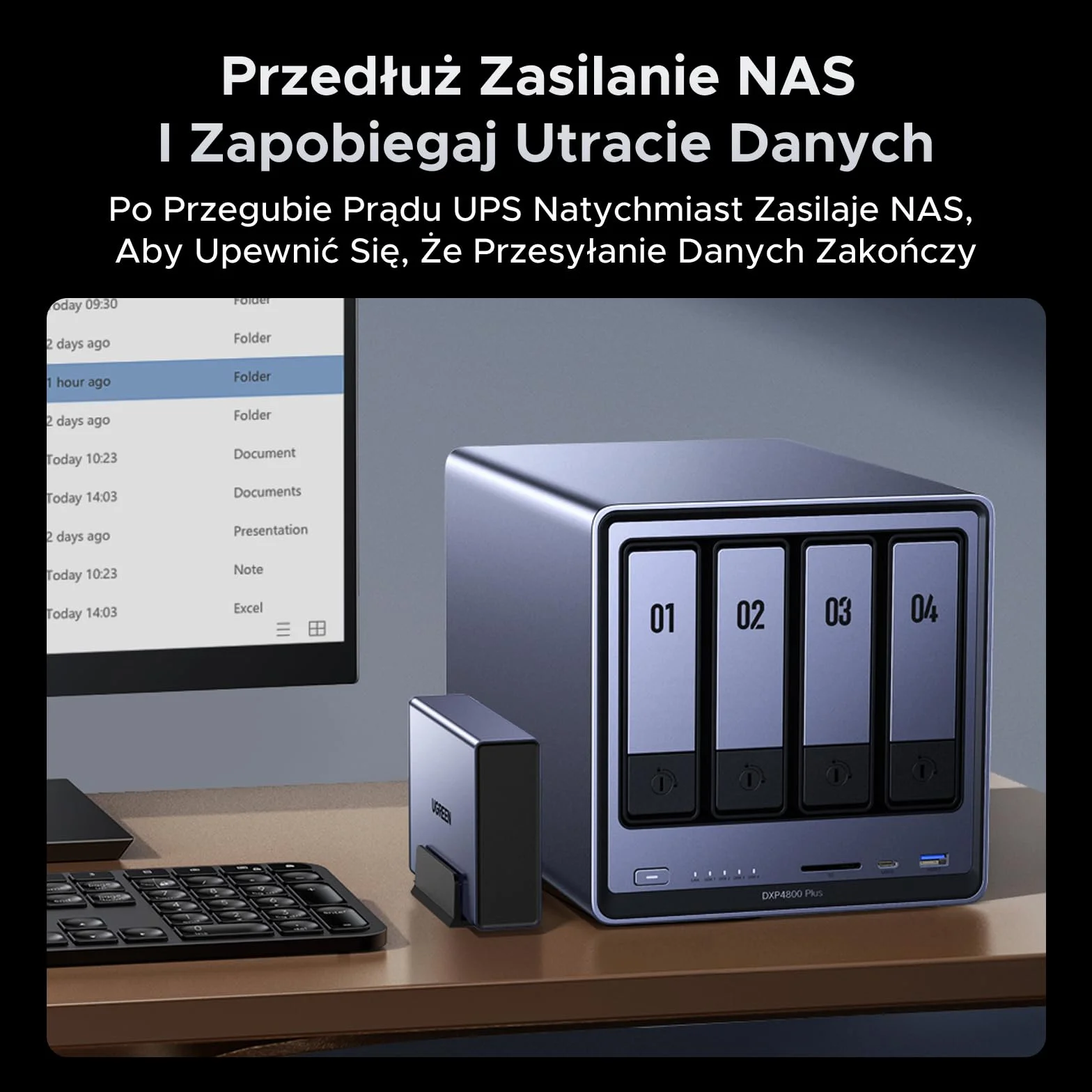 UGREEN NAS UPS zasilacz awaryjny DC 120W akumulator 12000mAh kompatybilny DXP2800 DXP4800 Pro DXP4800 Plus DXP480T Plus DH2300 DH4300 Plus