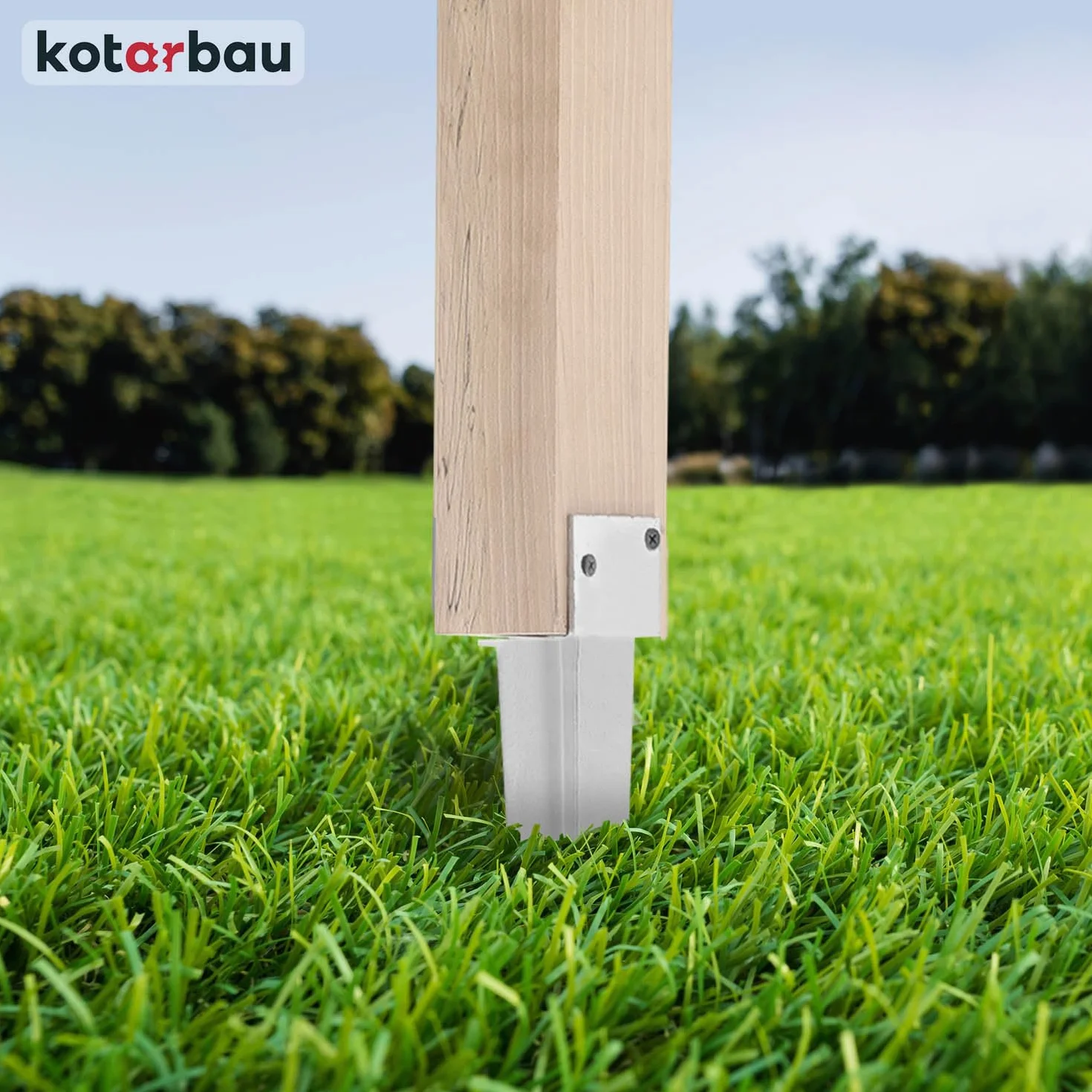 KOTARBAU® Podstawa Słupa L - 500 mm - Kotwa Wbijana - Wspornik do Ogrodzeń Pergoli Altany - 50 x 60 mm - Stalowy