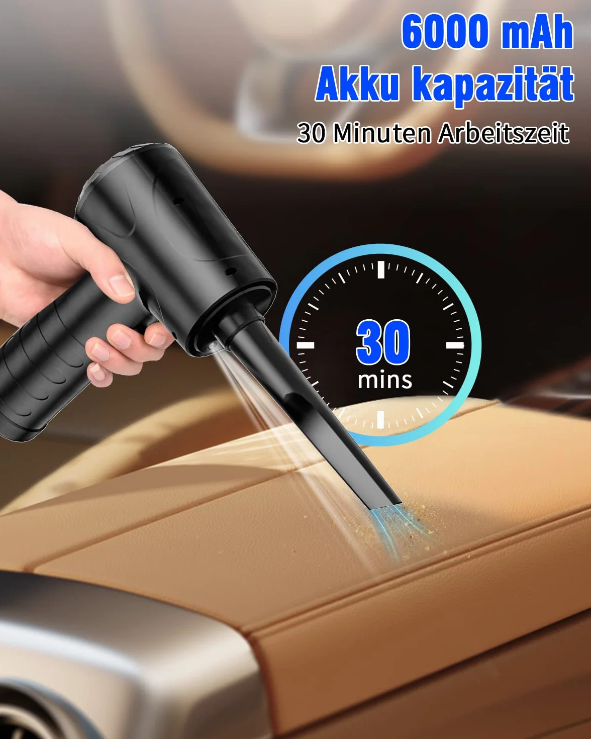 Odkurzacz na sprężone powietrze 3-biegi 91 000 obr./min 6000 mAh USB