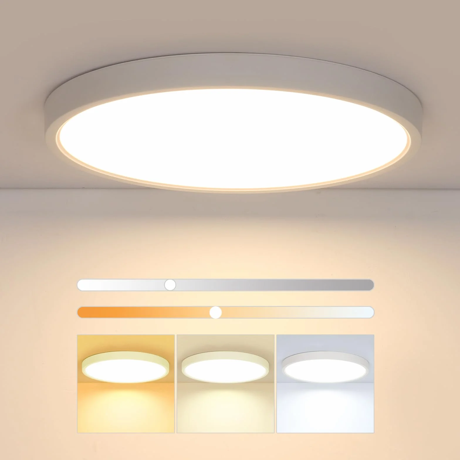 Comely Regulowana Lampa Sufitowa, Średnica 30 cm 24W Plafon LED Do Sypialni IP44, 3000K-6500K 2160 lm Do Kuchni, Sypialni, Korytarza, Łazienki, Salonu