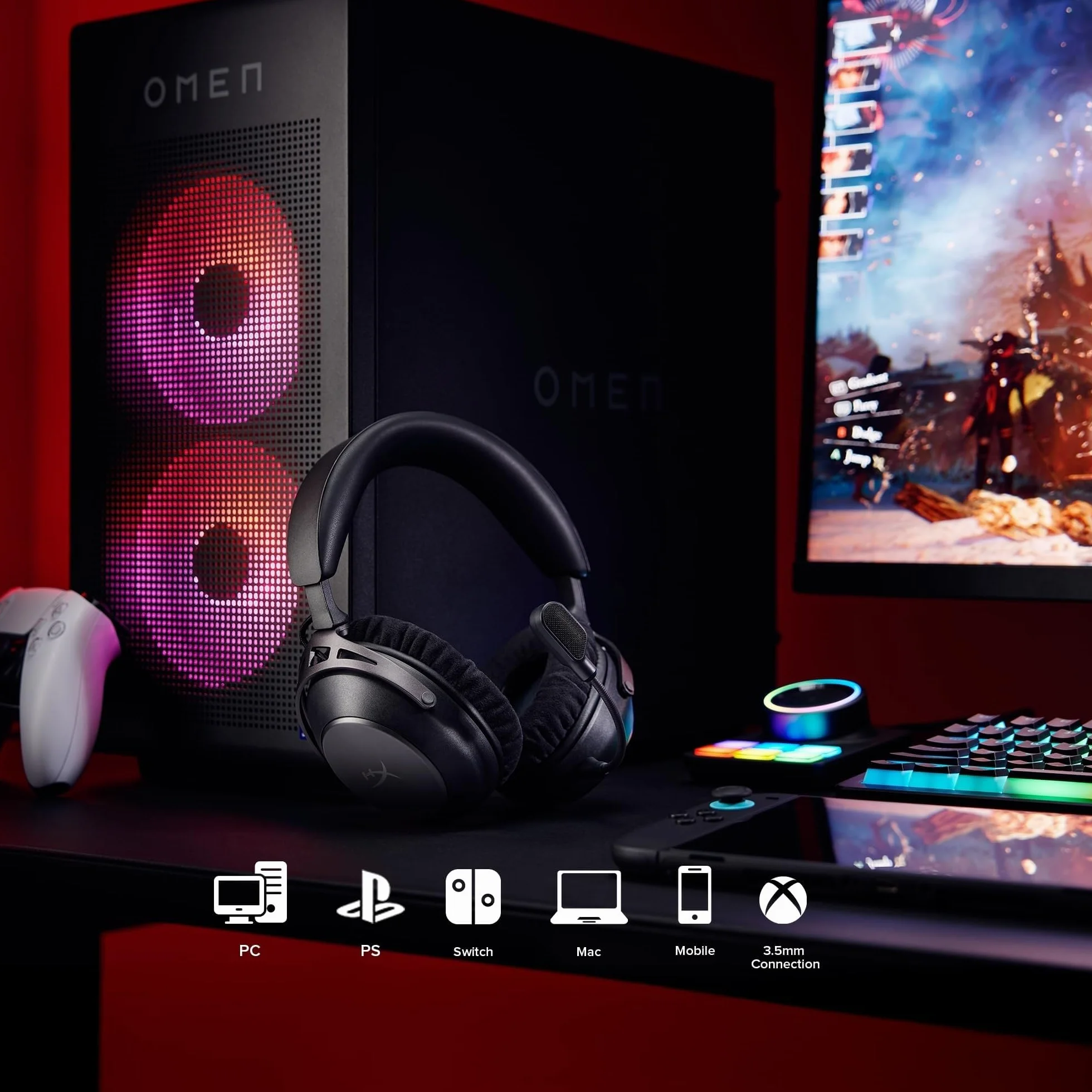 HyperX Cloud Alpha 2 bezprzewodowy zestaw słuchawkowy do gier 53 mm 250h baterii 2,4 GHz Bluetooth