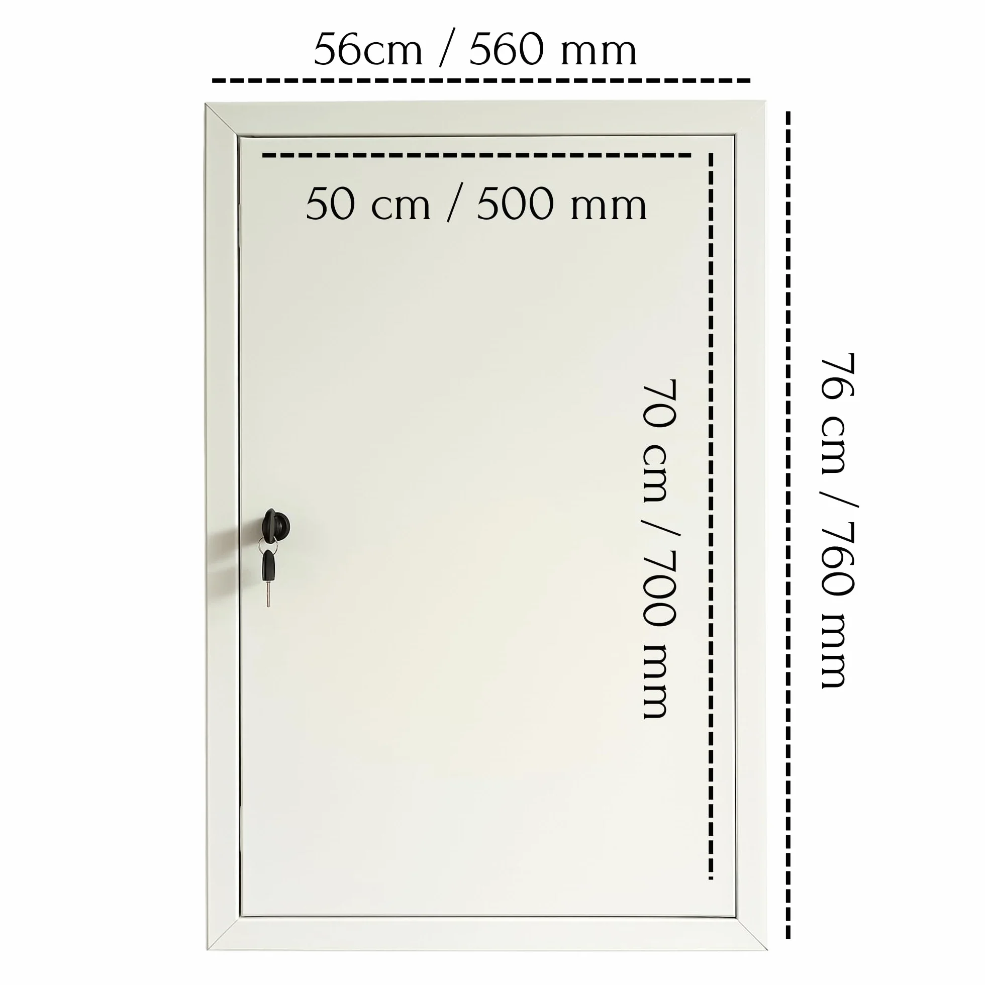 TMALASER Drzwi rewizyjne metalowe 50 x 70 cm stal ocynkowana – klapa rewizyjna biała 500 x 700 mm, zamek z kluczem - drzwi inspekcyjne do ścian murowanych i karton-gips