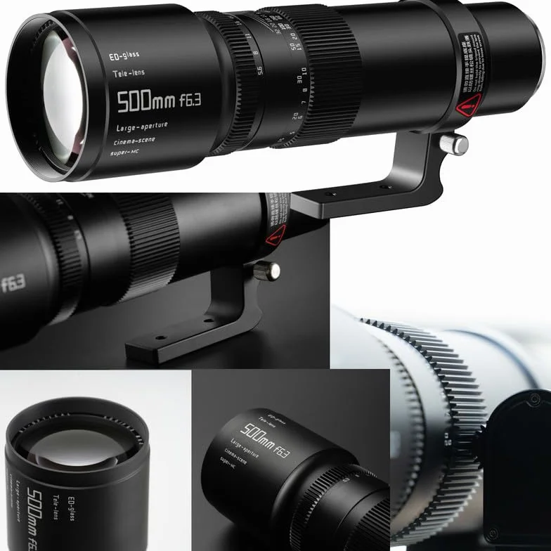 TTArtisan Teleobiektyw 500 mm F6.3 do kamer GFX-Mount ED-szklany teleobiektyw, scena kinowa Super-MC z dużą przysłoną (czarny)