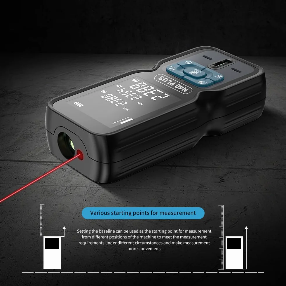 Dalmierz REVASRI Professional, dalmierz laserowy 70M z poziomicą M/In/Ft Dalmierz laserowy USB z możliwością ładowania dla odległości/powierzchni/objętości/Pitagorasa/ciągłego