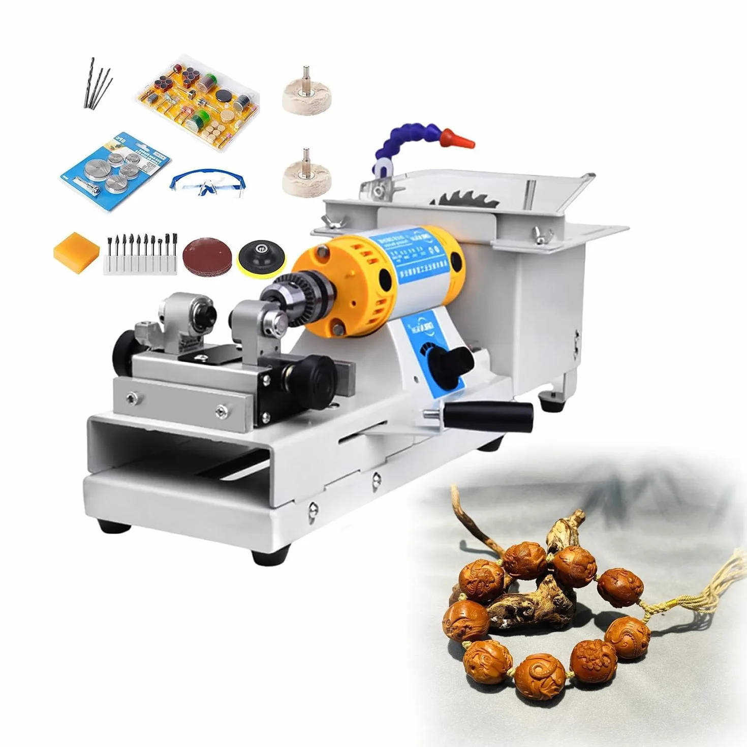 Stołowe Urządzenie Do Cięcia Polerowania Kamieni 750w GrinderWoodKit | Konstrukcja Metal Tworzywo,Zmienne Obroty 800–10000 Obr/Min,Obrabia Kamienie Metale,Kompaktowe Dla Warsztatów Hobbystycznych