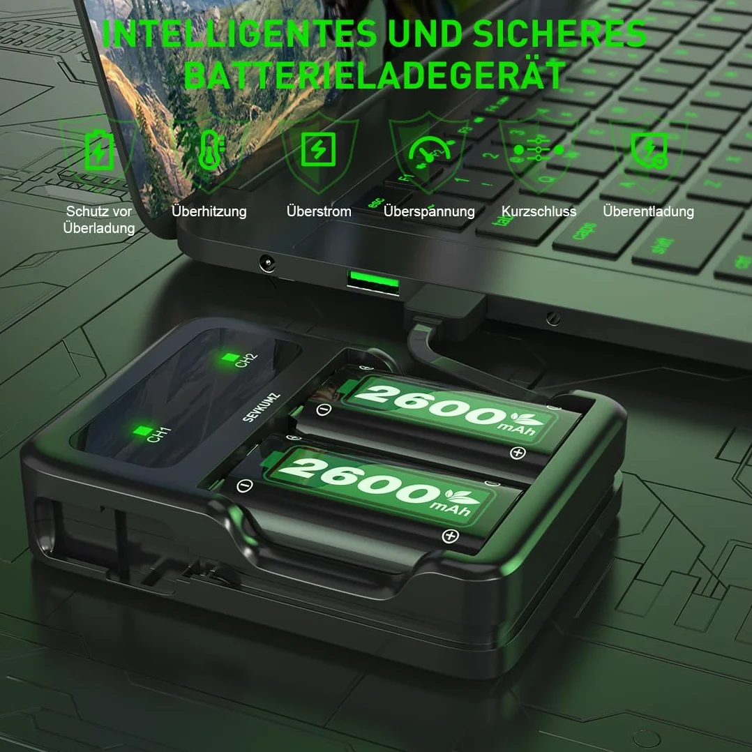 Zestaw akumulatorów 2600 mAh do Xbox One z szybką ładowarką