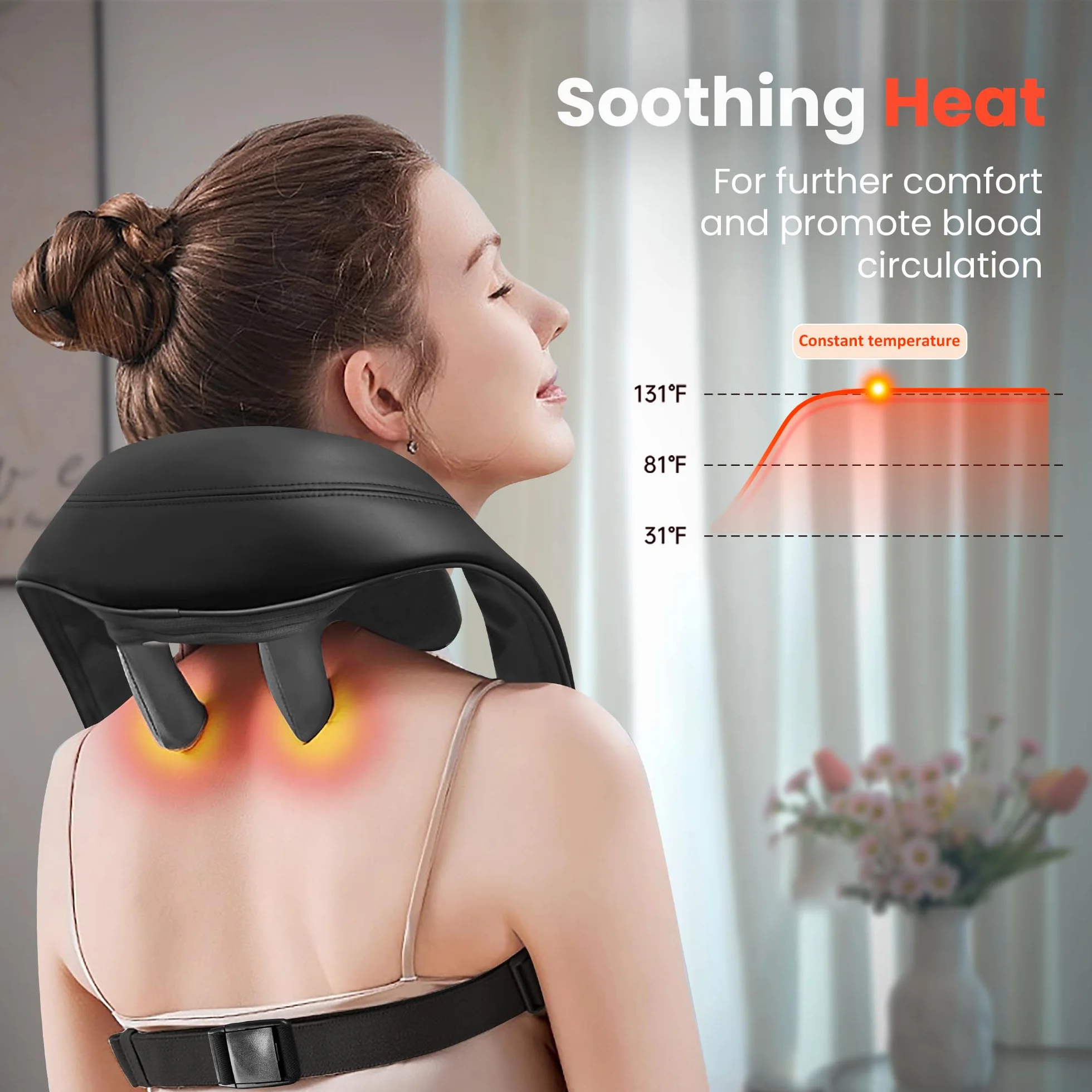 COMFIER Shiatsu urządzenie do masażu karku z ciepłem, bezprzewodowe urządzenie do masażu głębokiego ugniatania 4D, łagodzące kark, ramiona i plecy, prezent dla mężczyzn i kobiet