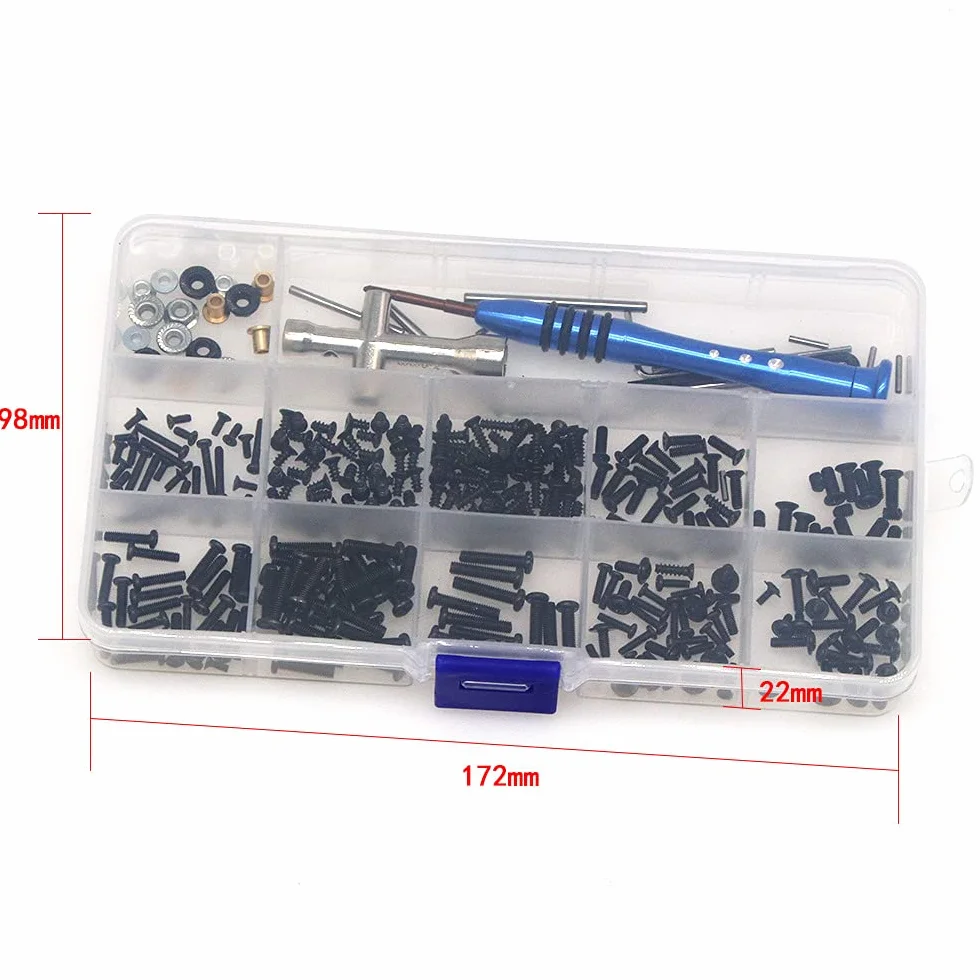 DollaTek Zestaw ?rub RC Box Tool Bolt Swing Naprawa ?ruby Box do Weili 1/14 144001 RC Auto