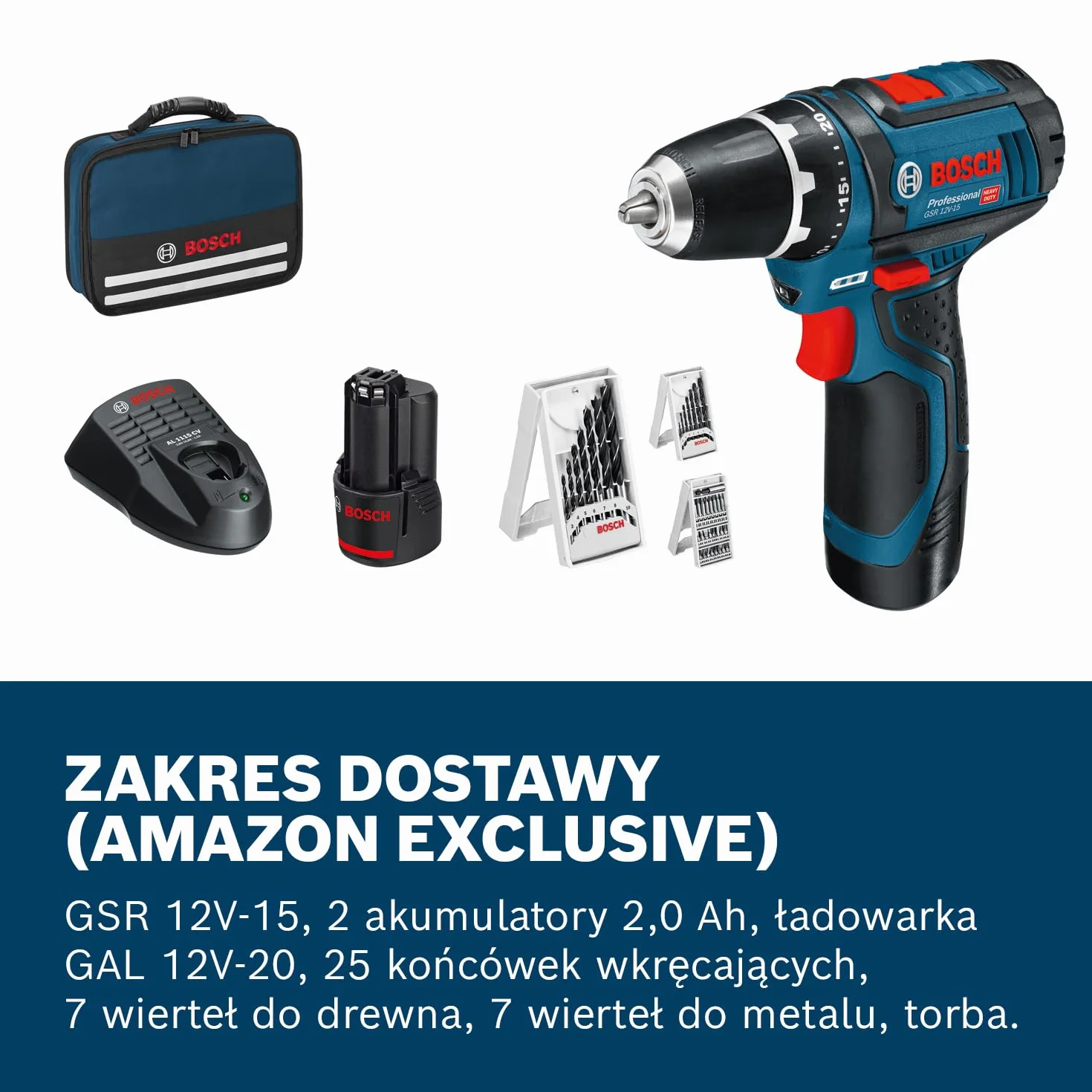 System profesjonalny 12 V firmy Bosch: wiertarko-wkrętarka akumulatorowa GSR 12V-15 (bez akumulatorów i ładowarki, opakowanie kartonowe)