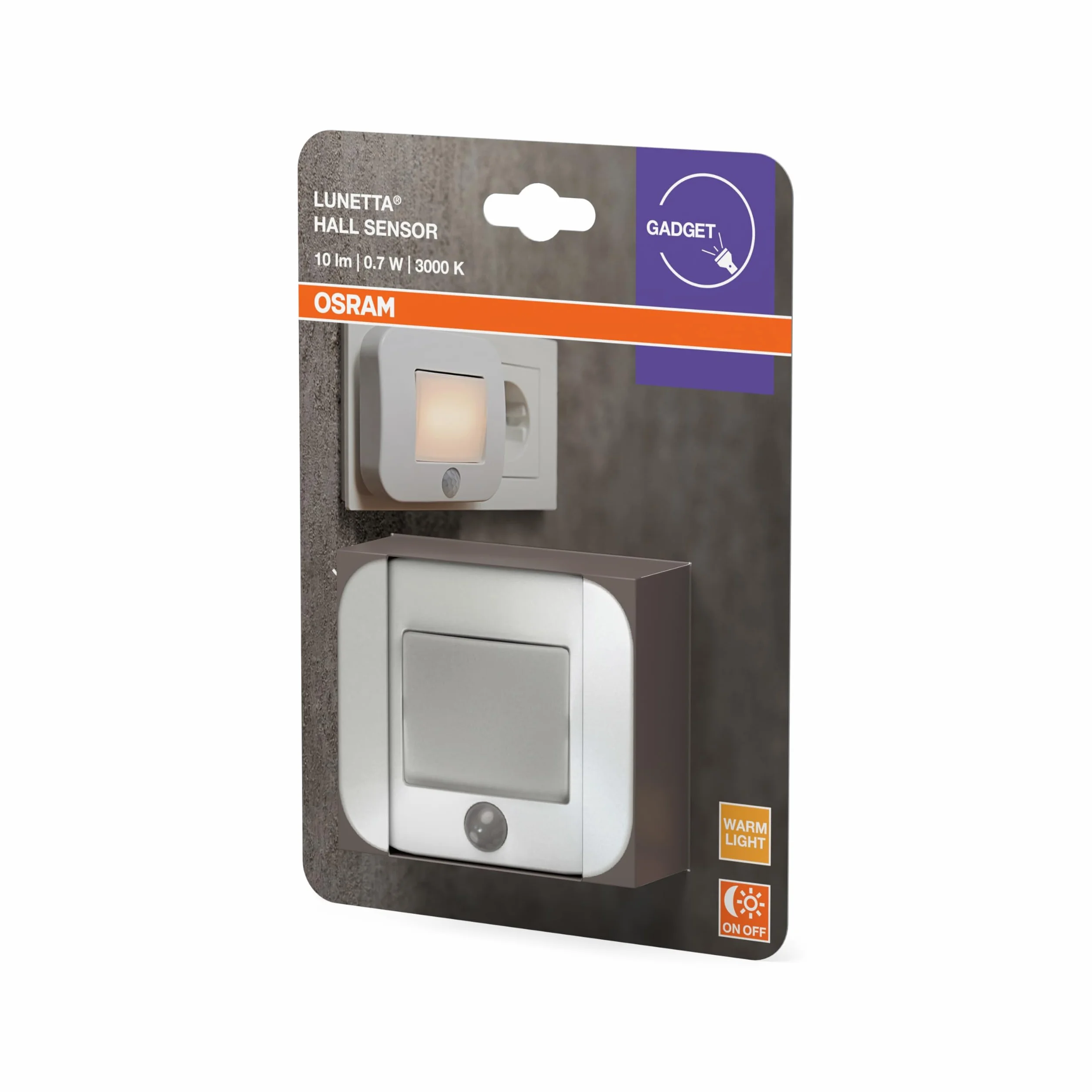 OSRAM LUNETTA Lampka nocna z czujnikiem Halla, biała; czujnik ruchu; czujnik światła dziennego; Technologia LED; IP20; 0,7 W; wkładka gniazdowa