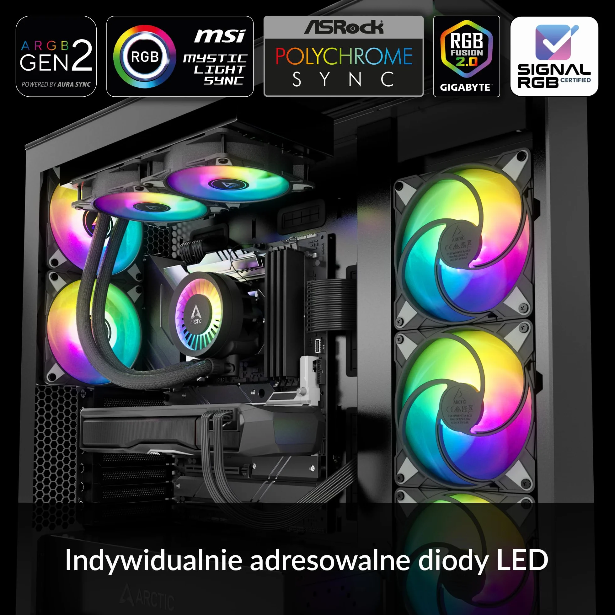ARCTIC Liquid Freezer III 240 A-RGB - Chłodzenie wodne PC, All-in-One CPU AIO Water Cooler, kompatybilny z Intel i AMD, wydajna pompa sterowana PWM, wentylator: 200-1800 rpm, ramka kontaktowa LGA1851