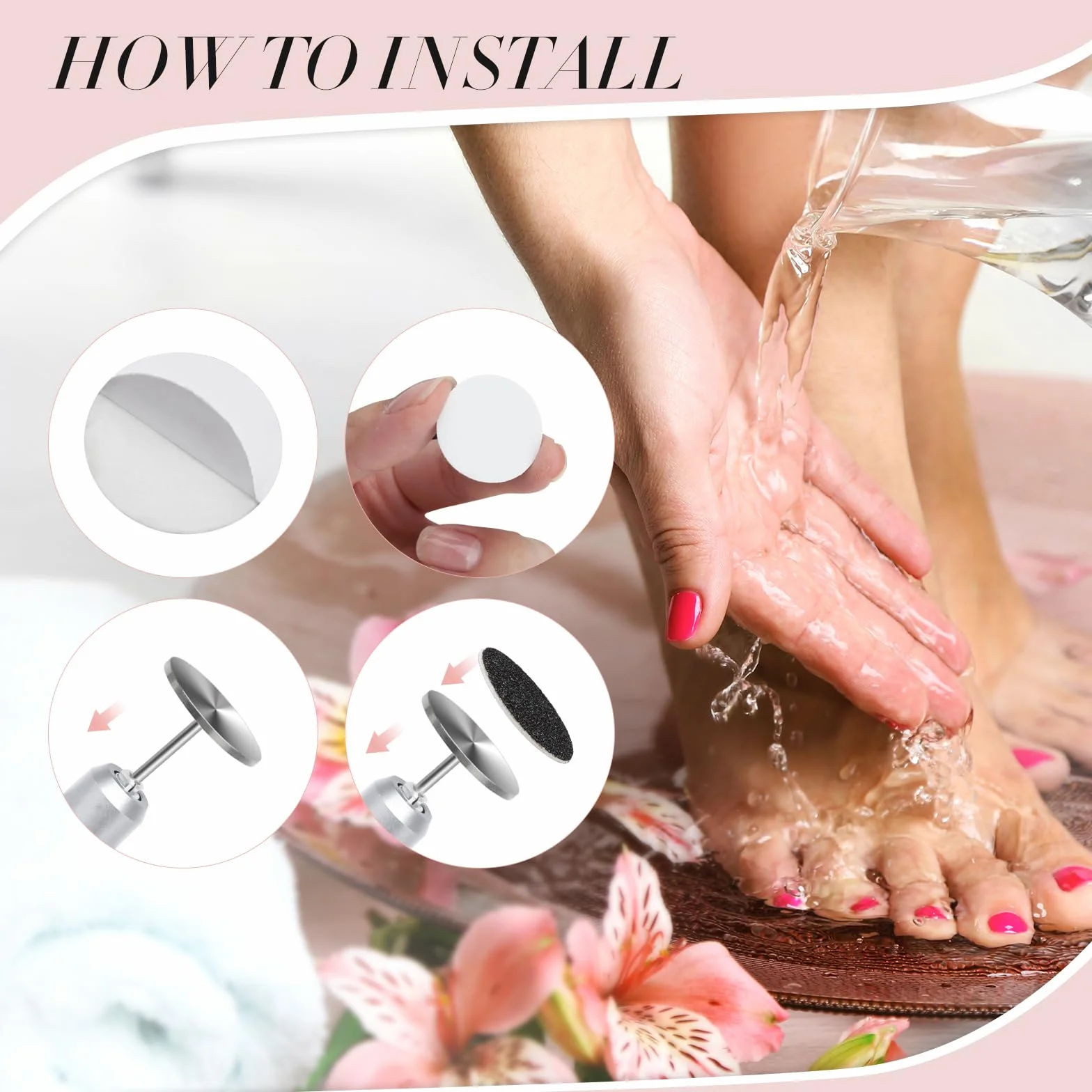 Elektryczny zestaw do pedicure 120 krążków szlifierskich 25 mm + 2 nasadki frezujące