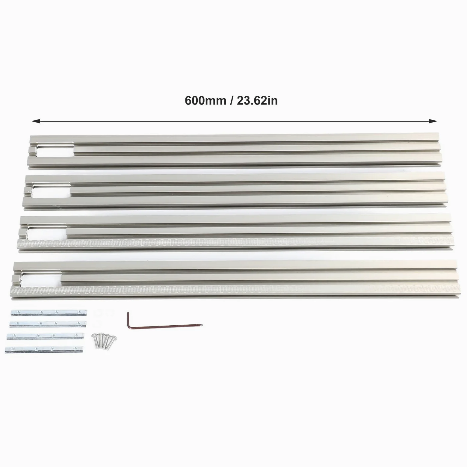 Regulowana Płyta Montażowa Zestaw do łączenia Szyn Prowadzących do Obróbki Drewna z Materiałem ze Stopu Aluminium 600 Mm 23,62 Cala, Anodowany, Gładki Podkład do pił Gąsienicowych